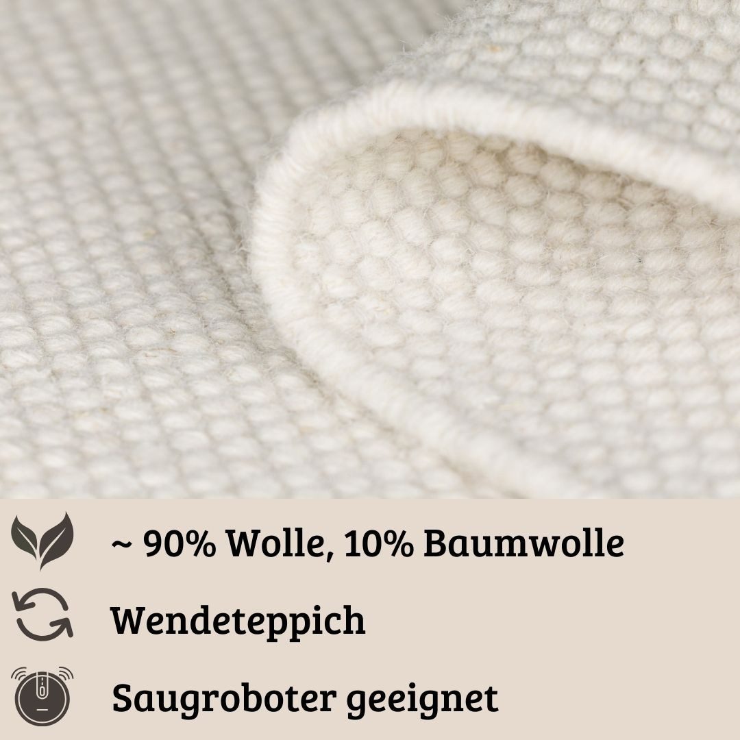 my home Set slaapkamerkleedjes Wolldroom puur Omkeerbaar tapijt, handgeweven, uni-kleuren, 100% wol, woonkamer