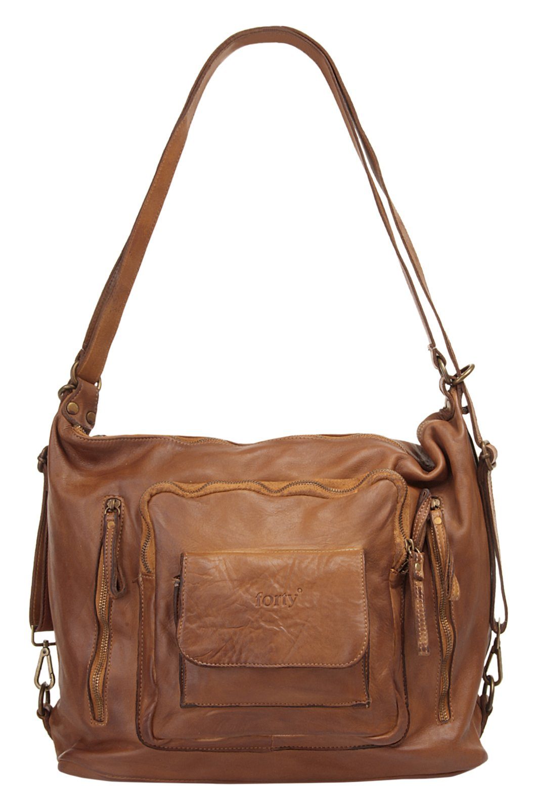 Forty Degrees Rugzak echt leer, made in italy dames rugzakken maat one size bruin