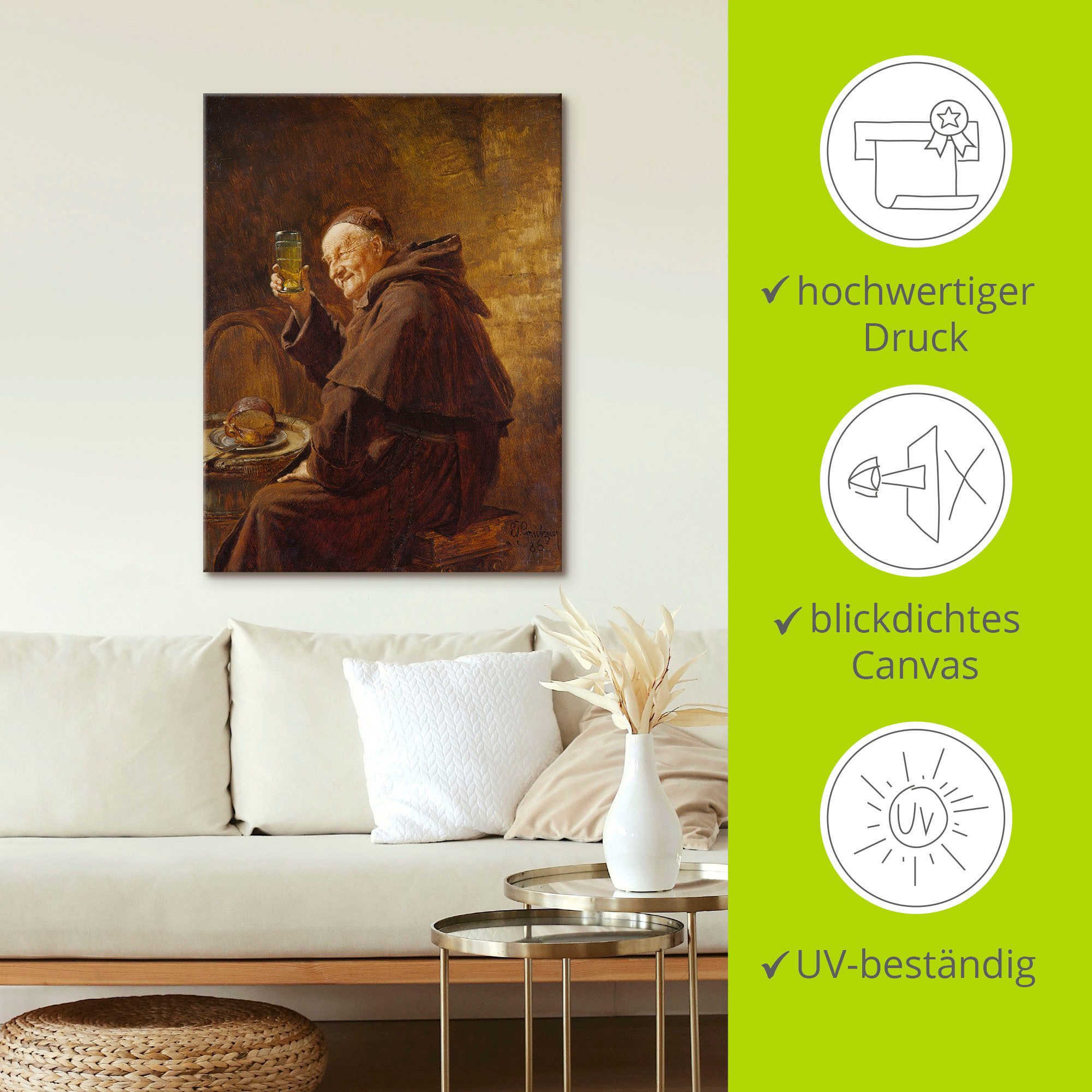 Artland Artprint Monnik bij het wijn proeven. als artprint op linnen, poster in verschillende formaten maten