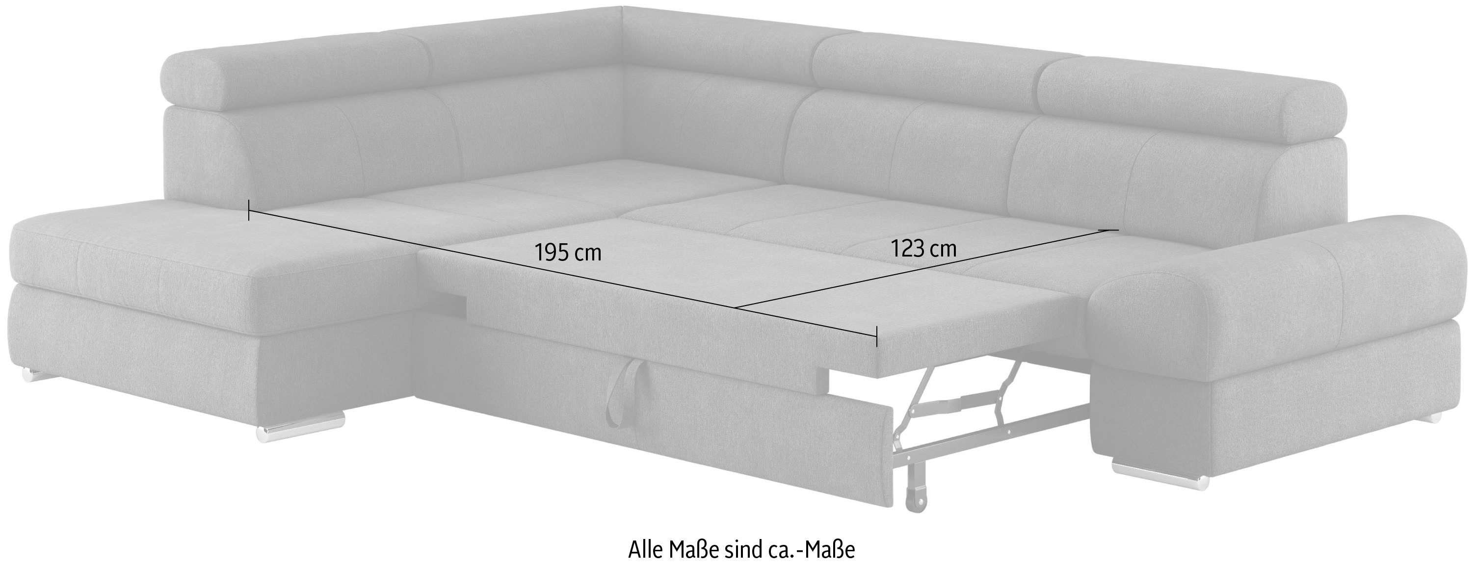 sit&more Hoekbank Broadway L-vorm met verstelbare hoofdsteunen, naar keuze met slaapfunctie