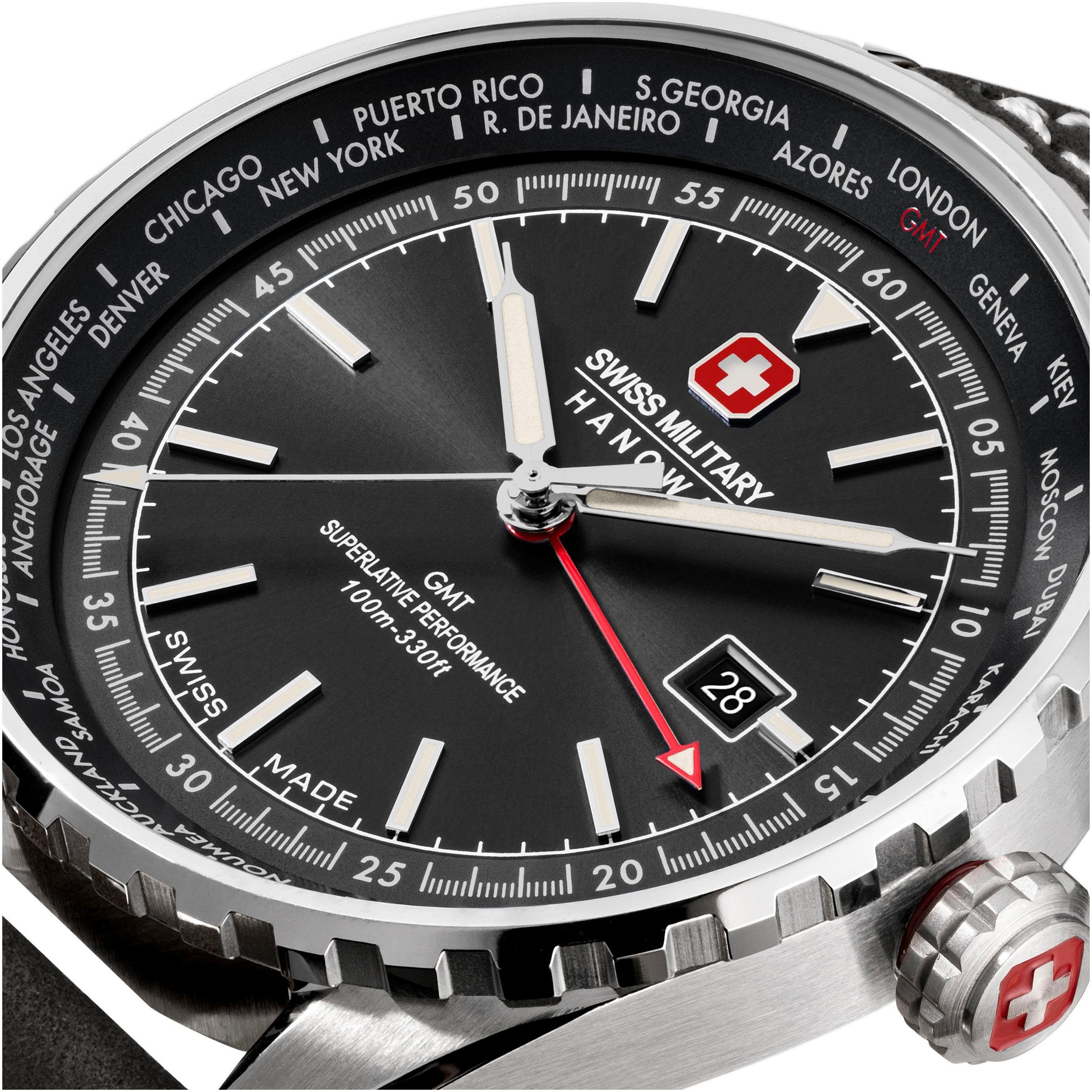 Swiss Military Hanowa Kwartshorloge AFTERBURN GMT Horloge, herenhorloge, Swiss Made, datum, saffierglas