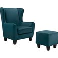 home affaire fauteuil chilly met prettig binnenveringsinterieur, in drie verschillende stofkwaliteiten te bestellen, zithoogte 44 cm (set, 2 stuks) groen