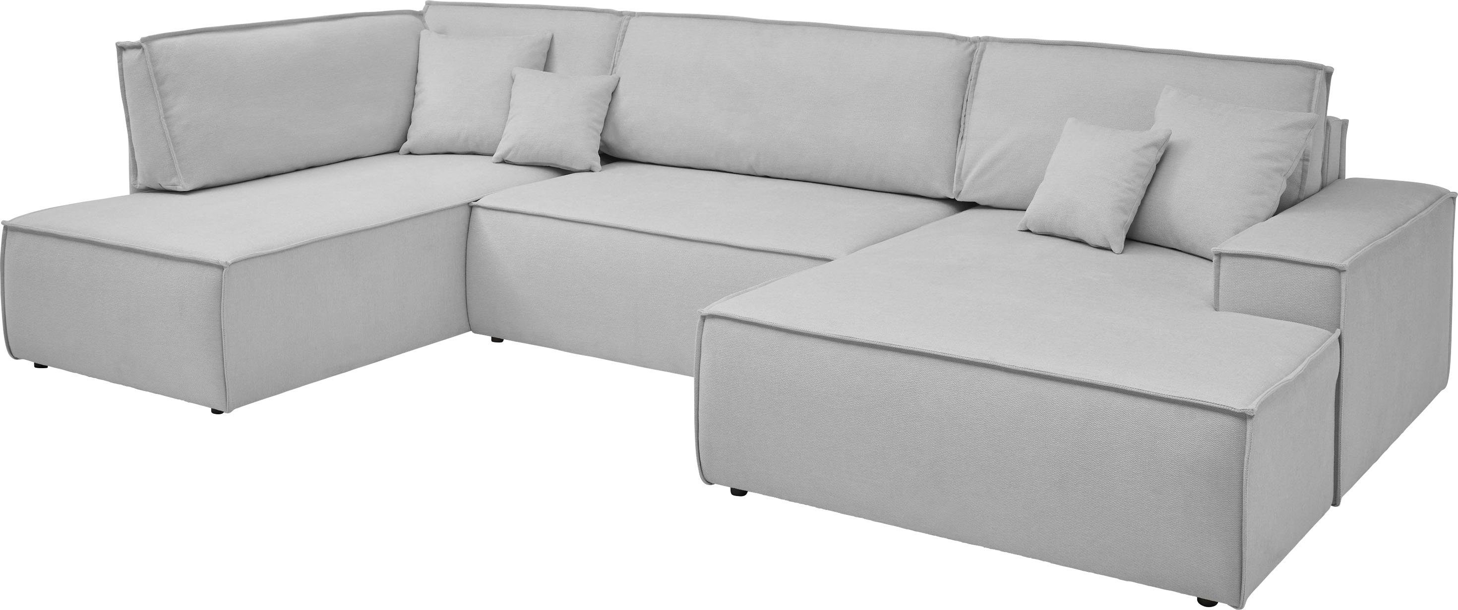 andas Zithoek FINNLEY U-model XXL 329 cm, bedbank, slaapfunctie m. bedkist