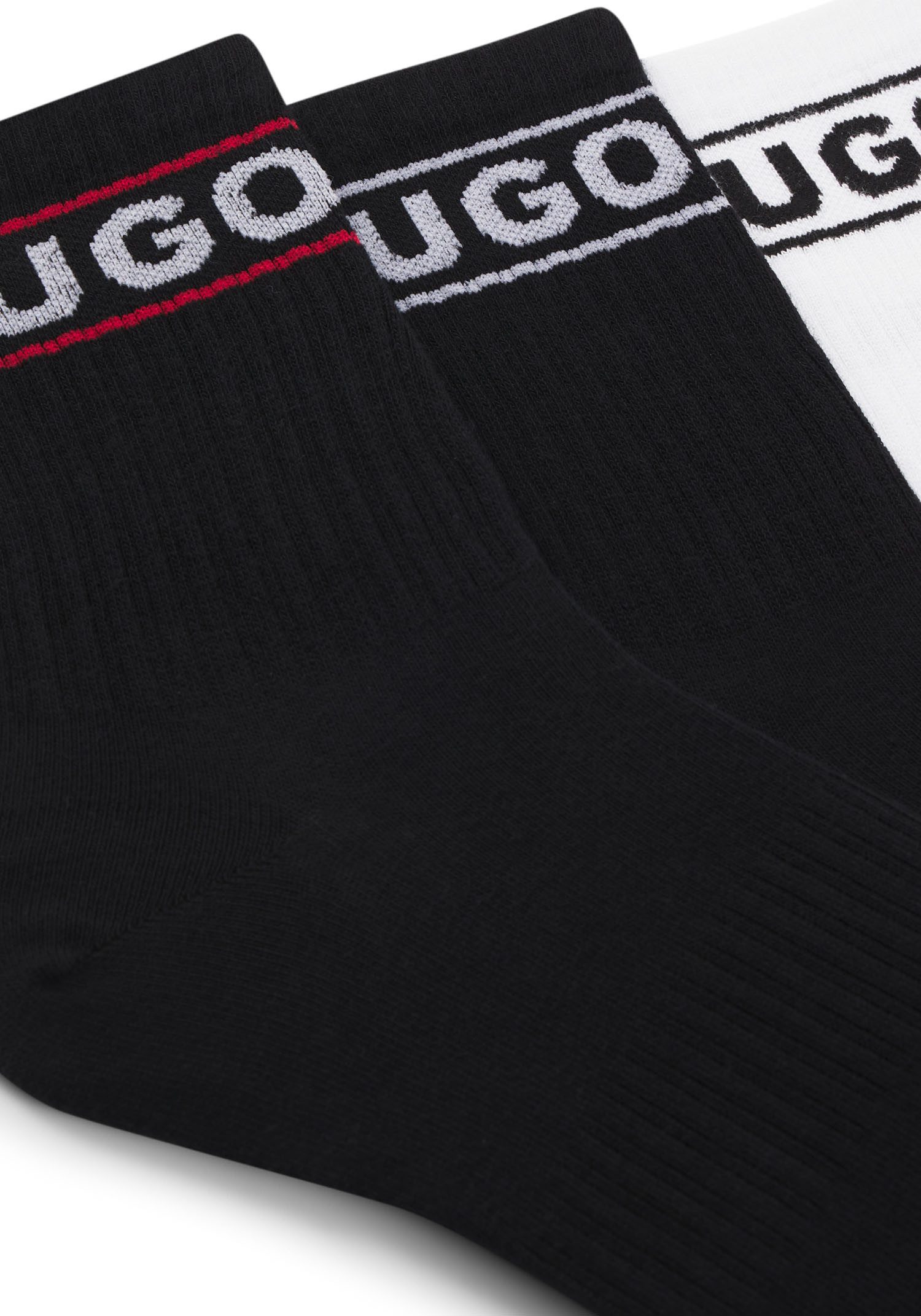 HUGO underwear Vrijetijdssokken 3P QSRIB SPORTY CC W met contrasterend logo-detail (3 paar, Set van 3)