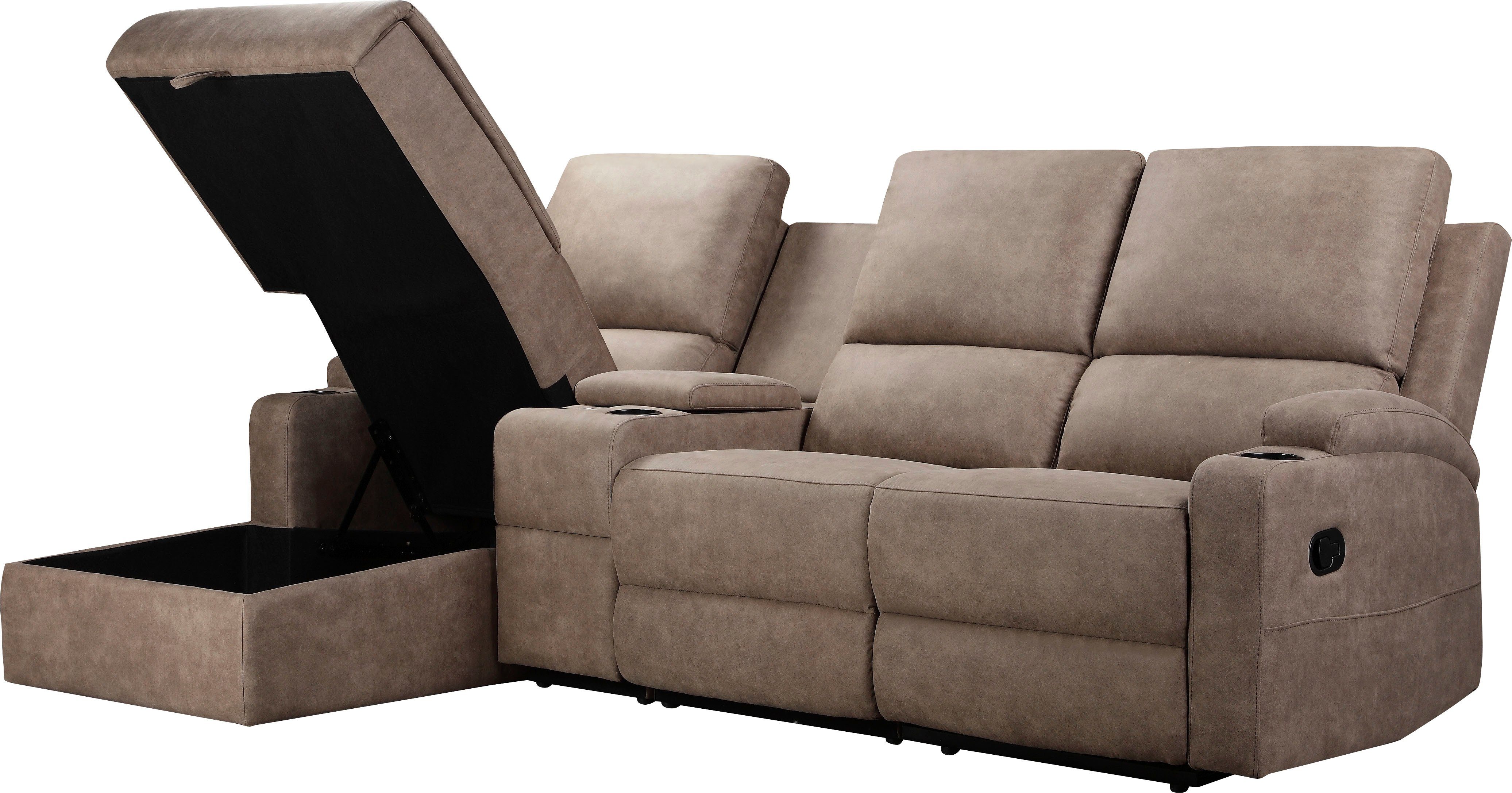 Home affaire Hoekbank NAPORI multimediabank, 3-zits bioscoopstoel XXL, L-vorm, 3 bekledingsstoffen