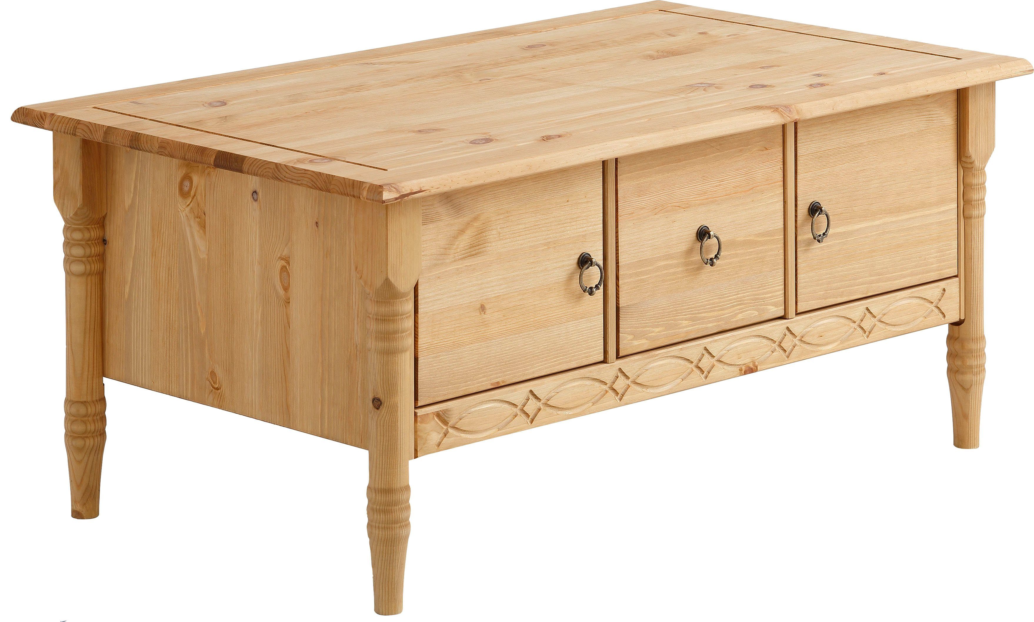 Home affaire Salontafel Indra van massief dennenhout, fsc®, met opbergruimte, discreet ornament