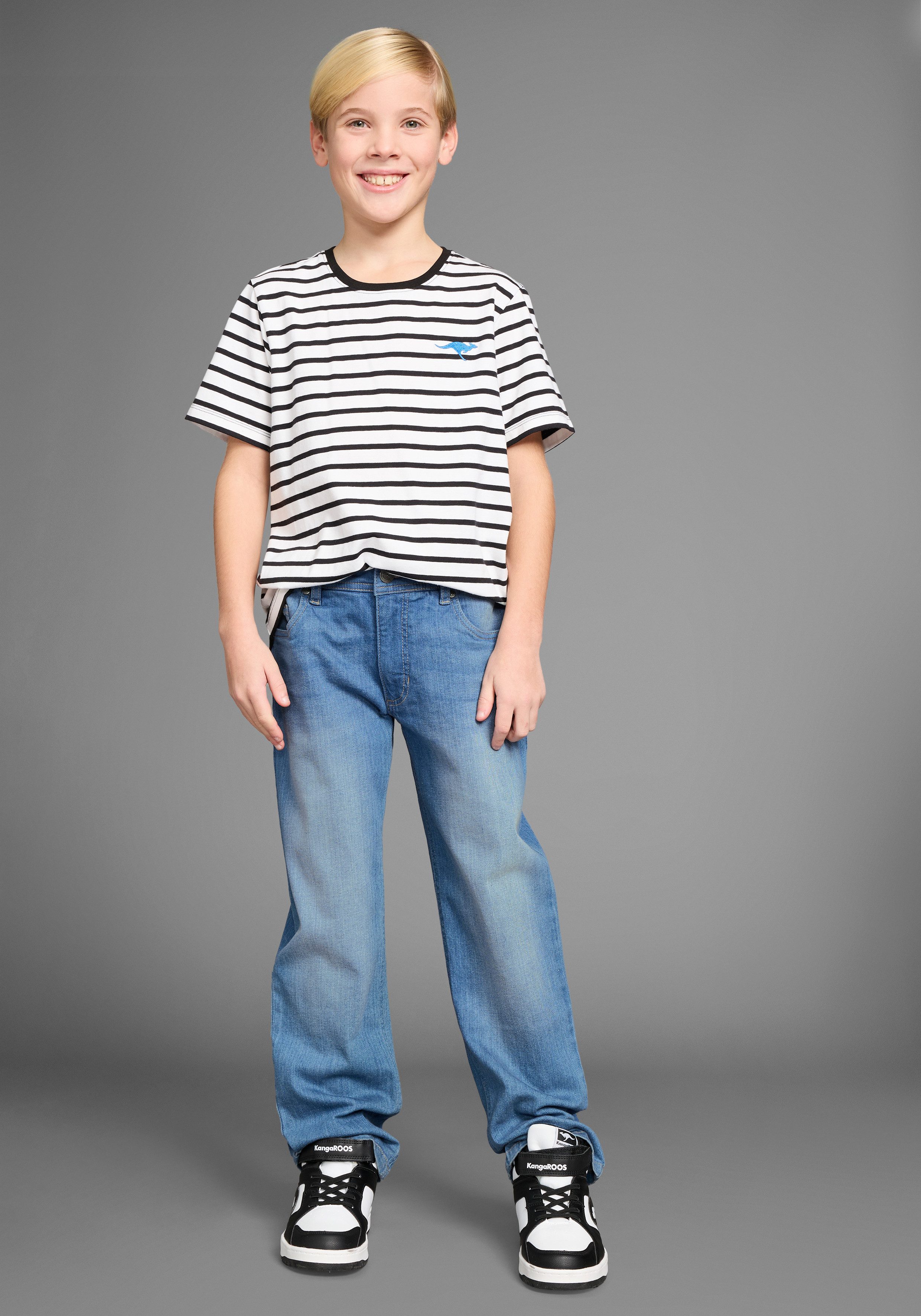 KangaROOS T-shirt Gestreept shirt met kleine borduursel