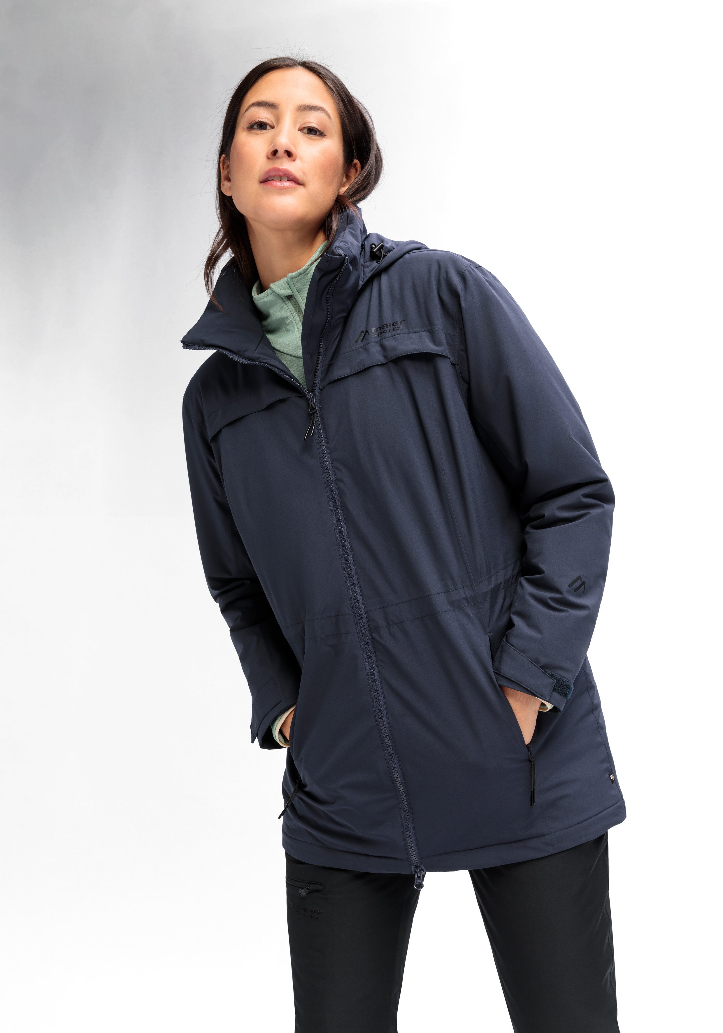 Maier Sports Functionele jas Metor Coat W Dames mantel, outdoor mantel wind/waterdicht, 4 ruime zakken