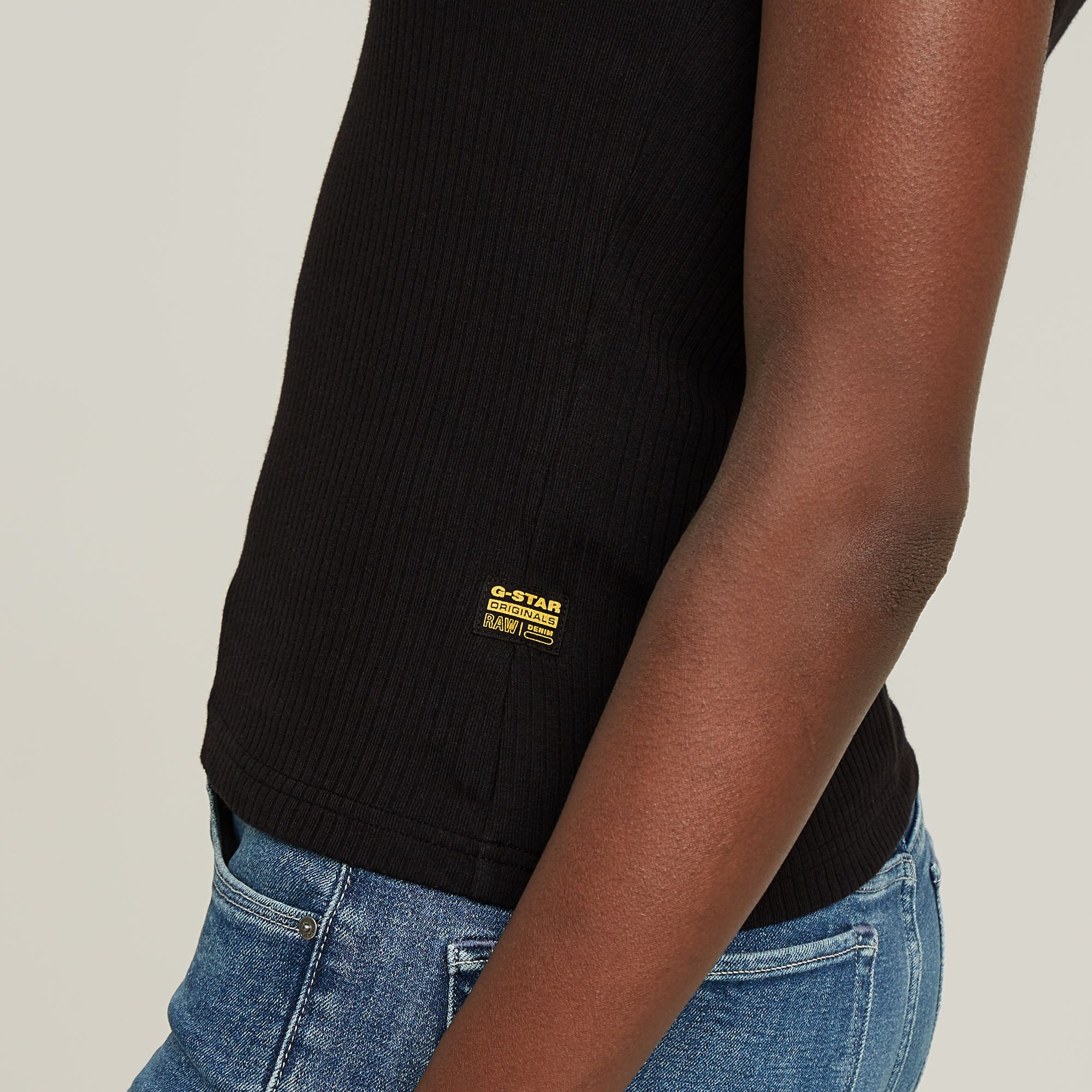 G-Star RAW Tanktop Slim Rib Tank met merkopschrift op borsthoogte