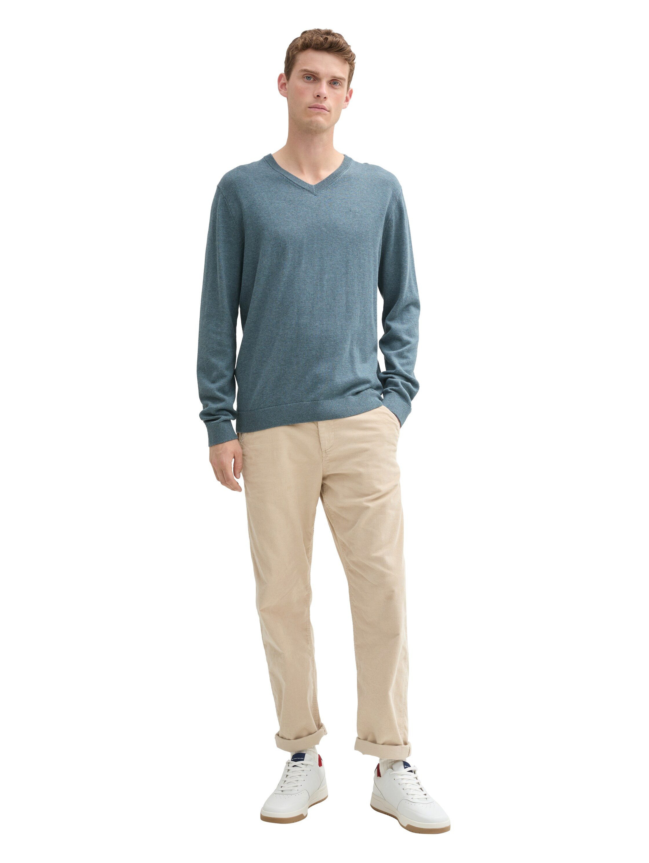Tom Tailor Trui met V-hals met klein logoborduursel