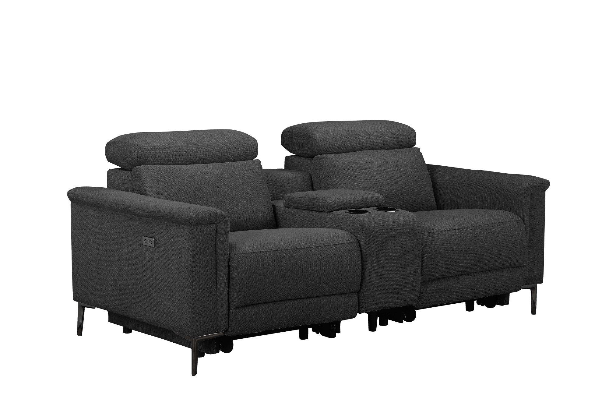 Places of Style 2-zitsbank Lund, 2-zits bioscoopbank, tv-fauteuil, multimedia-sofa, USB-A met elektrische of handmatige relaxfunctie, bekerhouder en opbergruimte