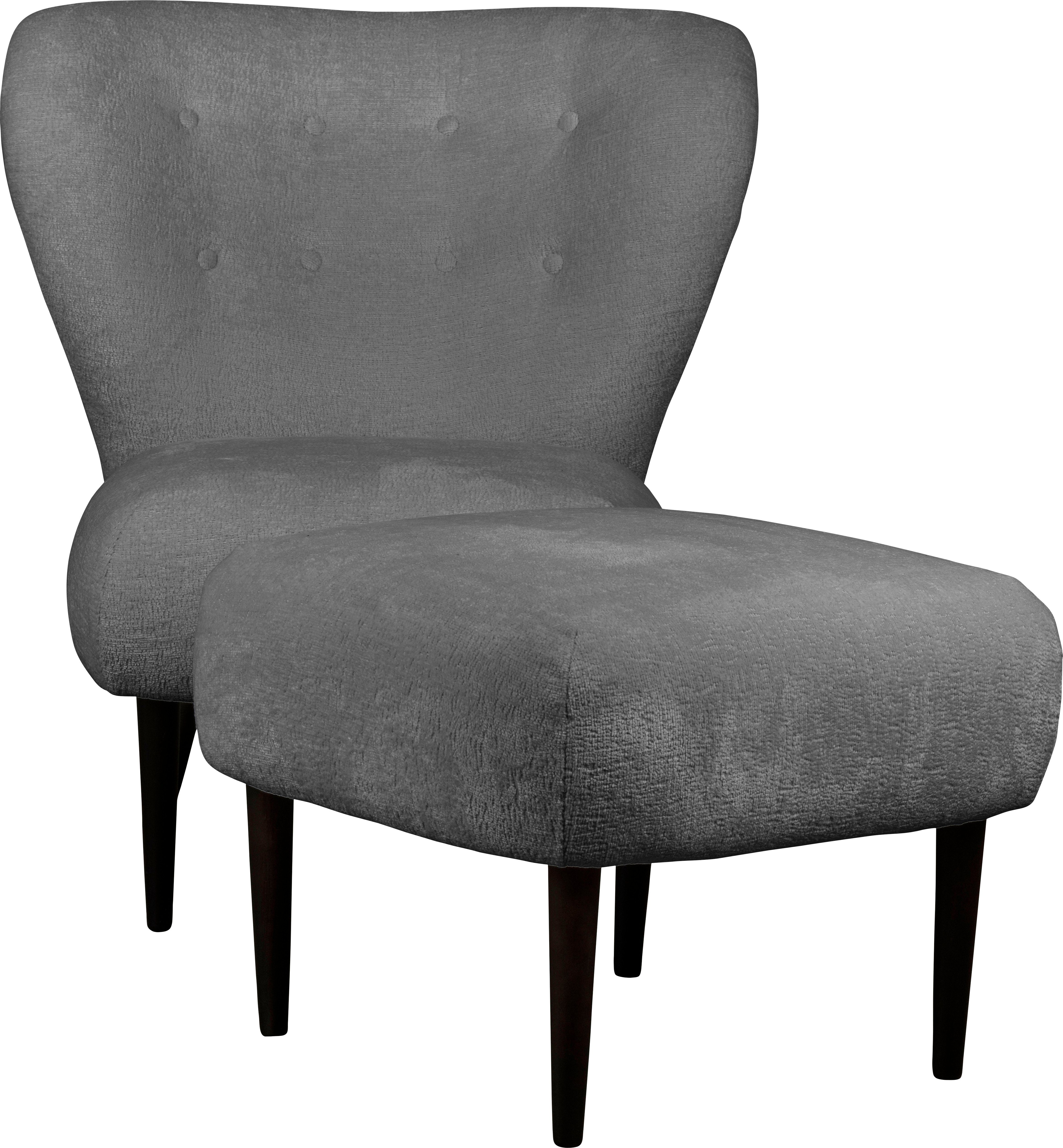 LeGer Home by Lena Gercke Fauteuil Dinah Knoopdetails op de achterkant, naar keuze met of zonder poef/voetenbank