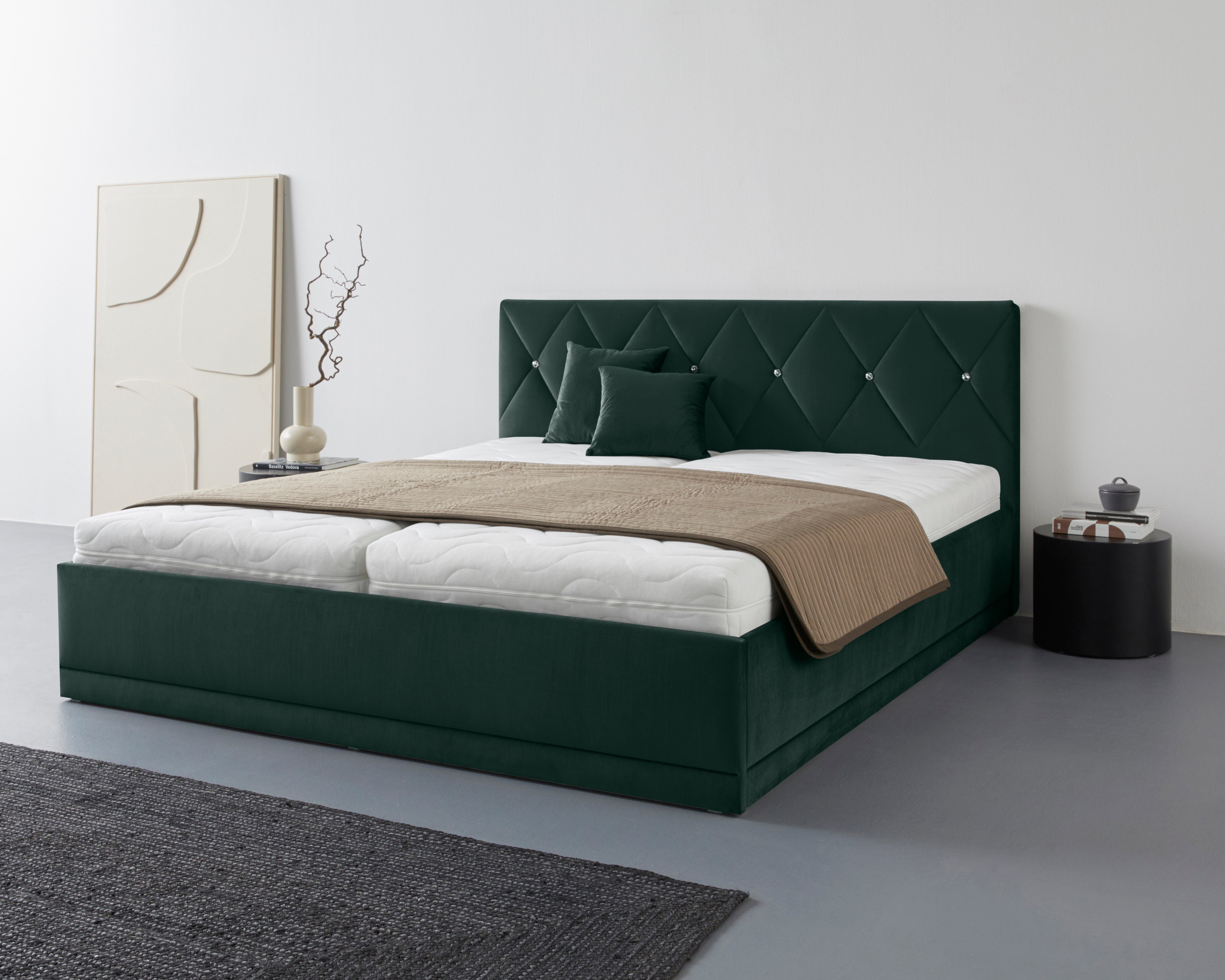 Westfalia Polsterbetten Gestoffeerd bed ADAMAS ook met bedlade, knoopdetails met stras