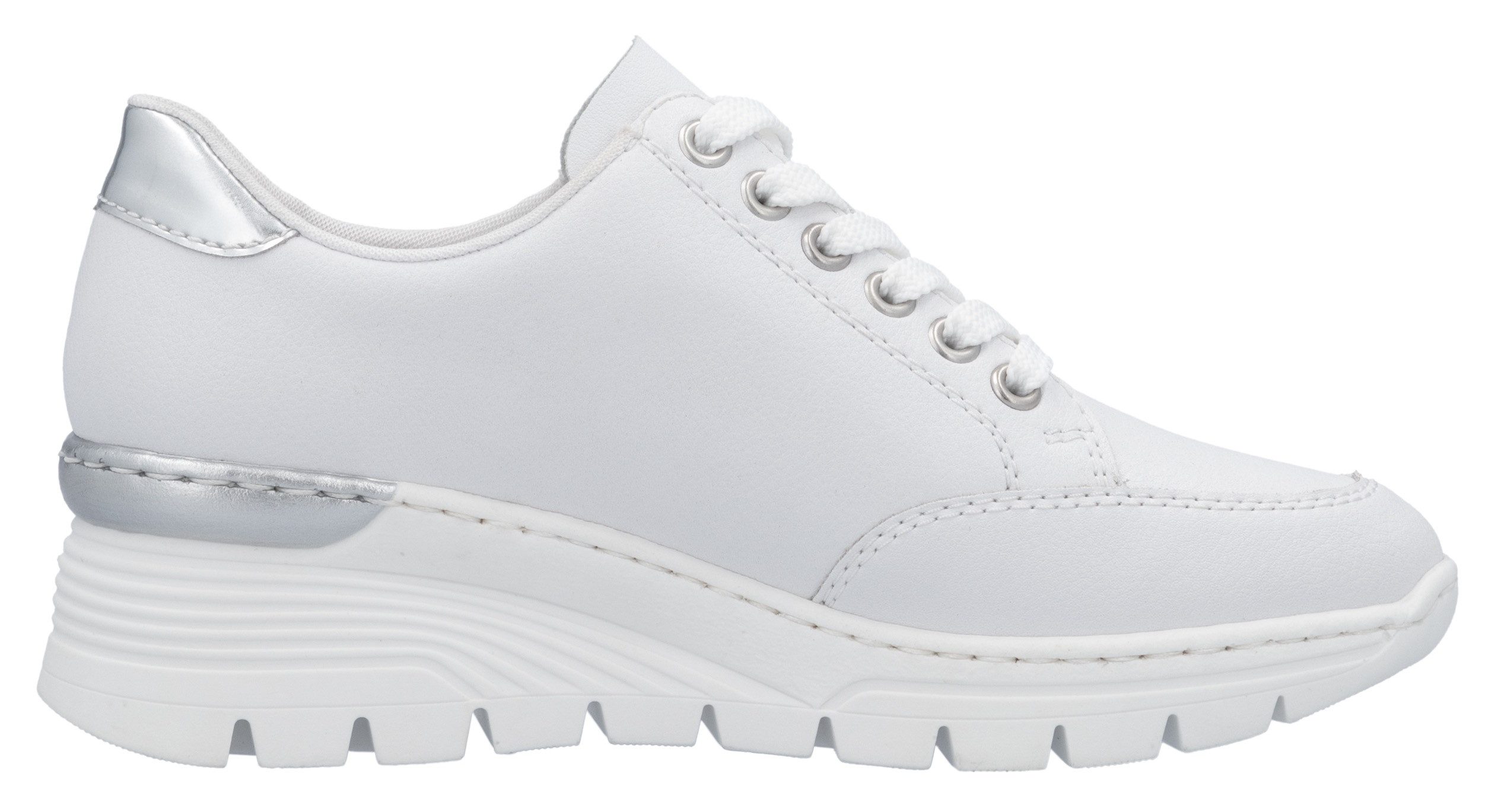 Rieker Sneakers met sleehak , lage schoen, vrijetijdsschoen, veterschoen, sneaker met rits