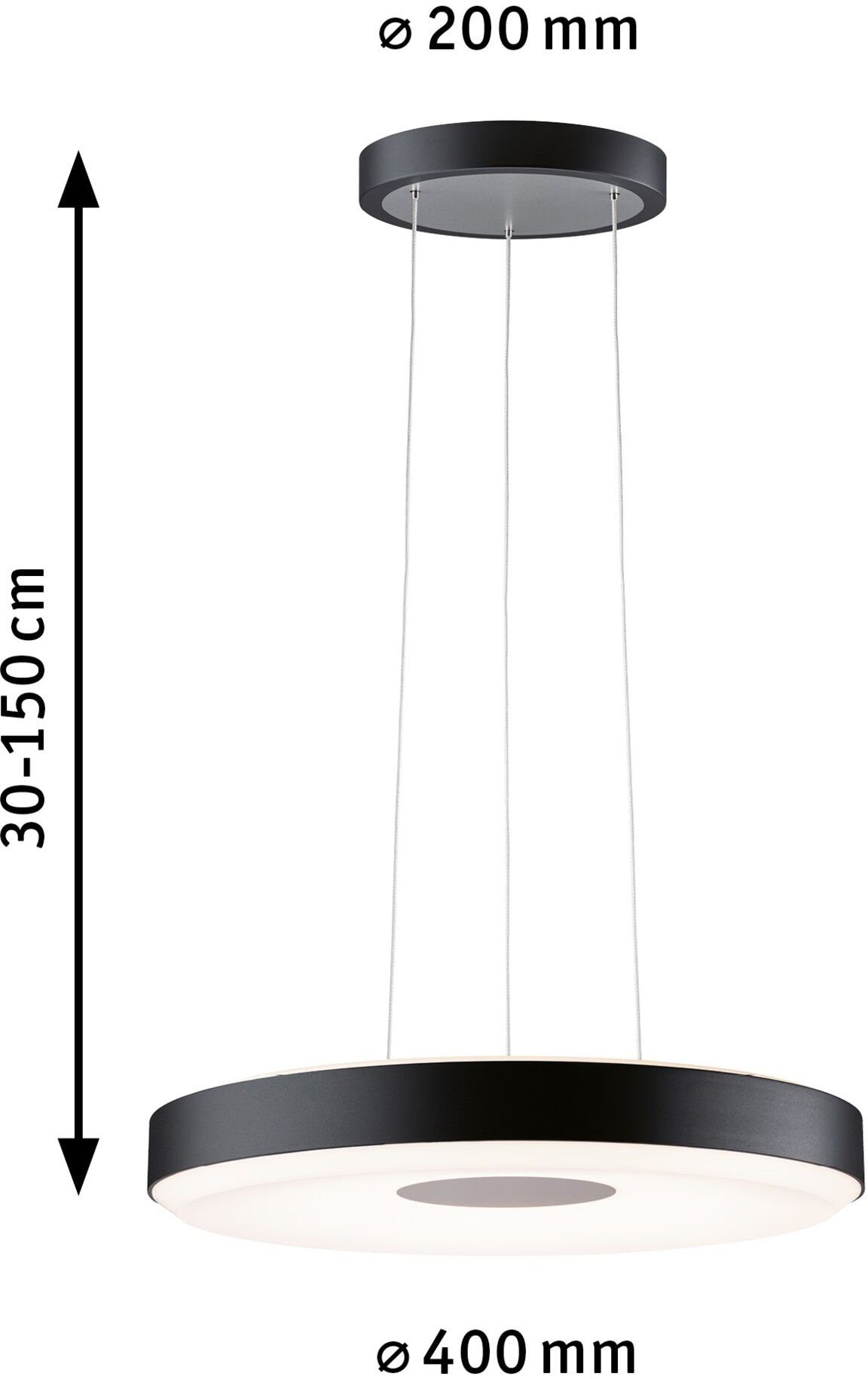 Paulmann Hanglamp Puric Pane LED, dimbaar, zwart, grijs, metaal (1 stuk)