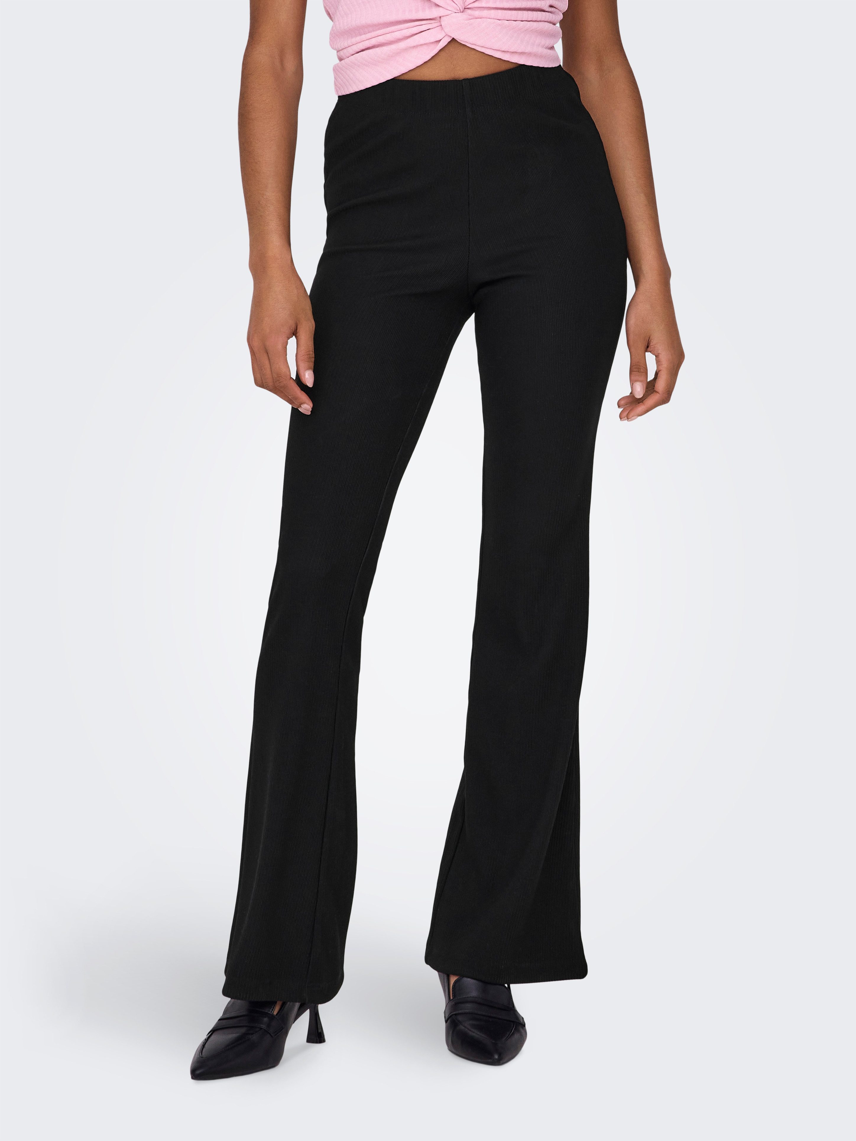 Only Jerseybroek ONLFEVER RIB FLARED PANTS JRS NOOS dames broeken maat M (38) zwart