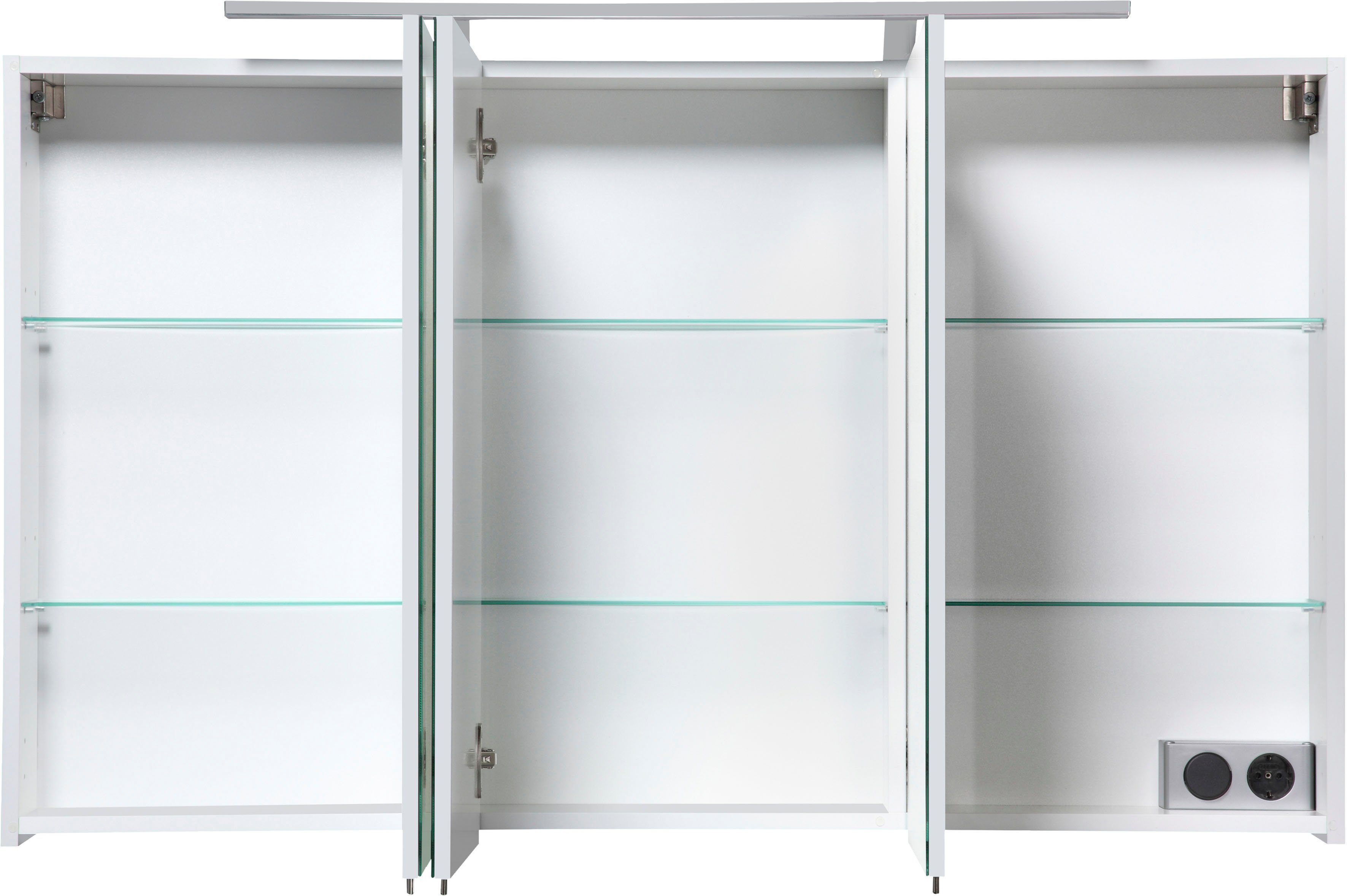 welltime Spiegelkast Torino made in Germany Breedte 120 cm, 3-deurs, ledverlichting, schakelaar-/stekkerdoos
