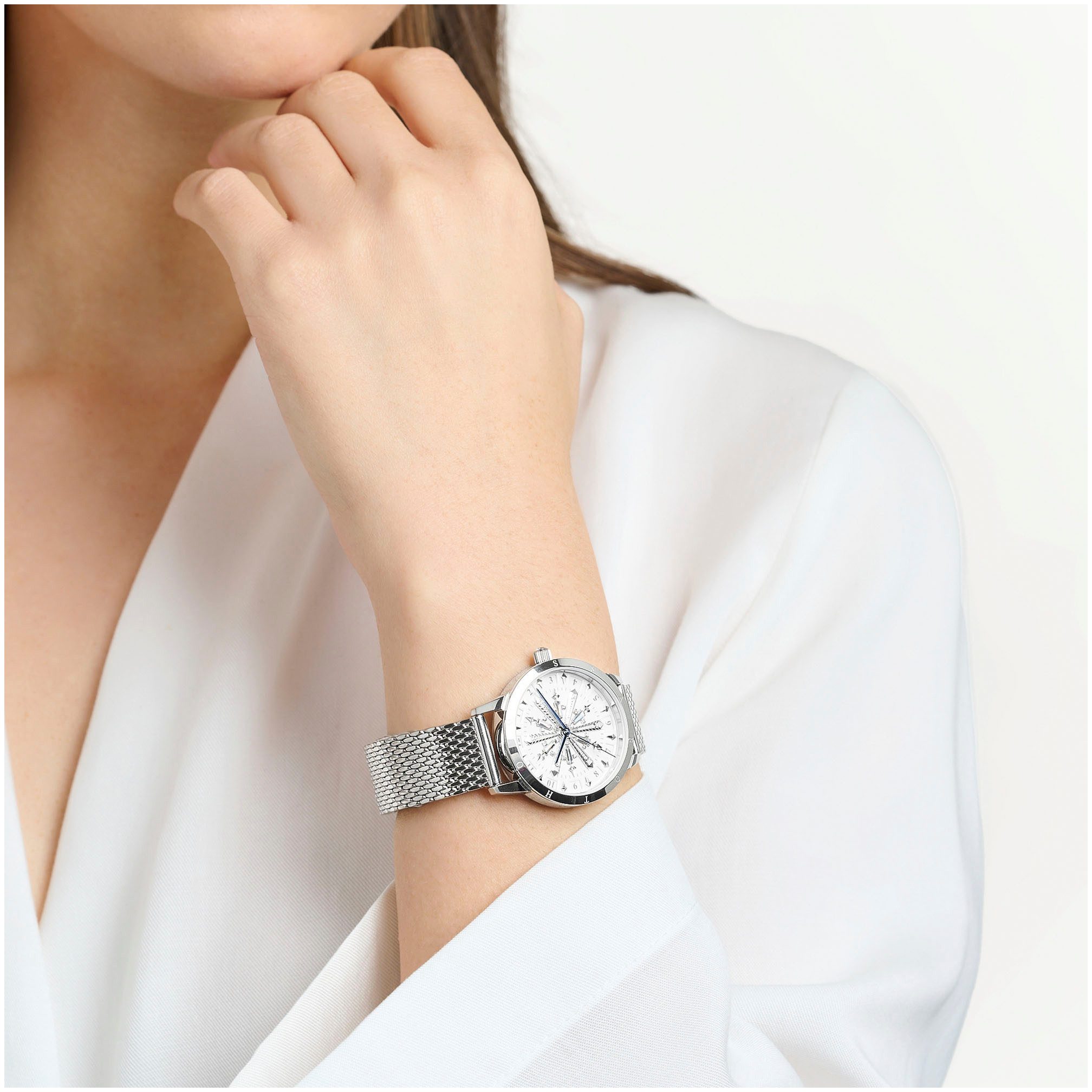 THOMAS SABO Kwartshorloge Snow FLAKE Horloge, dameshorloge, stalen band, analoog, saffiercoating