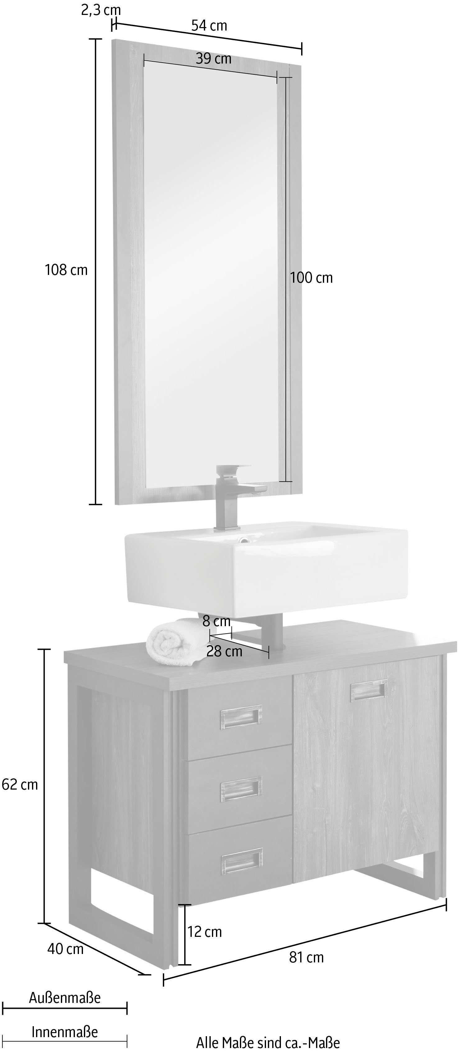 Home affaire Badkamerserie Detroit, badkamer in industriële stijl, 2-delig badkamer (set, 2-delig)
