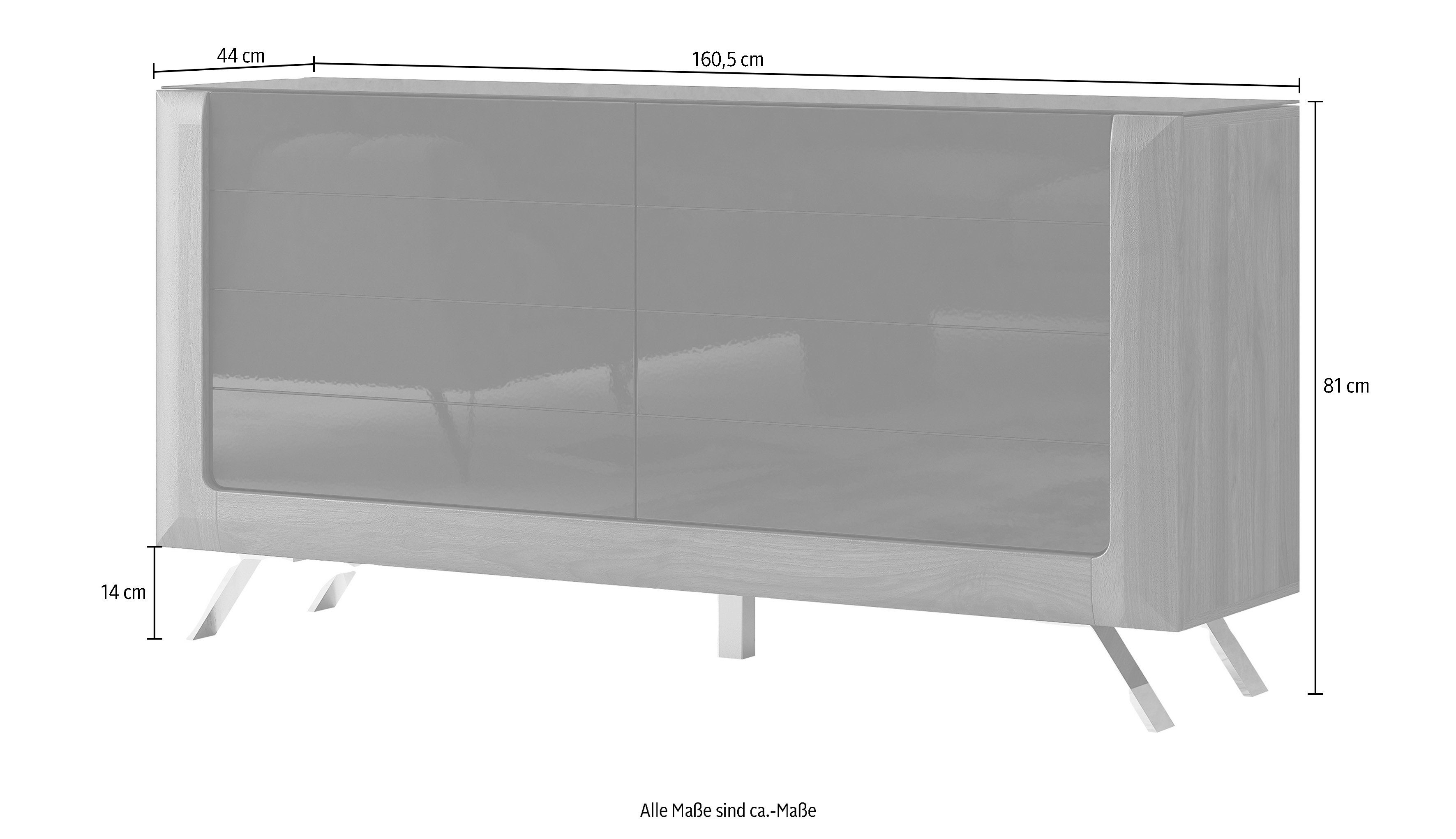 Leonique Dressoir Kasai Breedte 160,5 cm, met 2 deuren