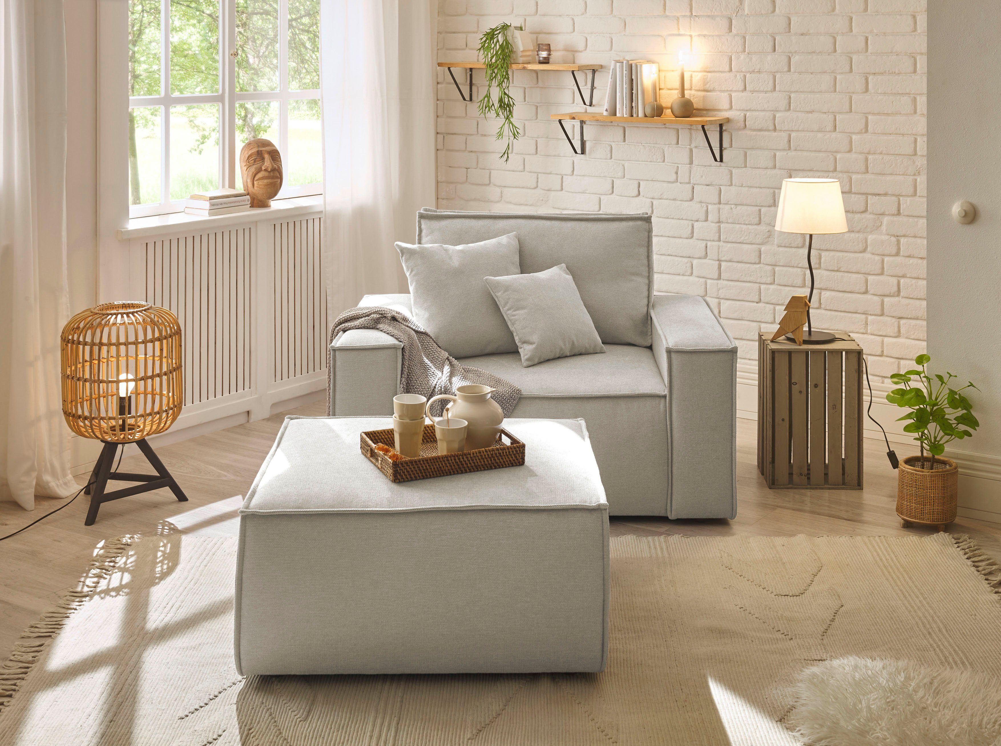 andas Loveseat Finnley Loveseat en hocker als set, passend bij de bekleding-serie Finnley (2-delig)