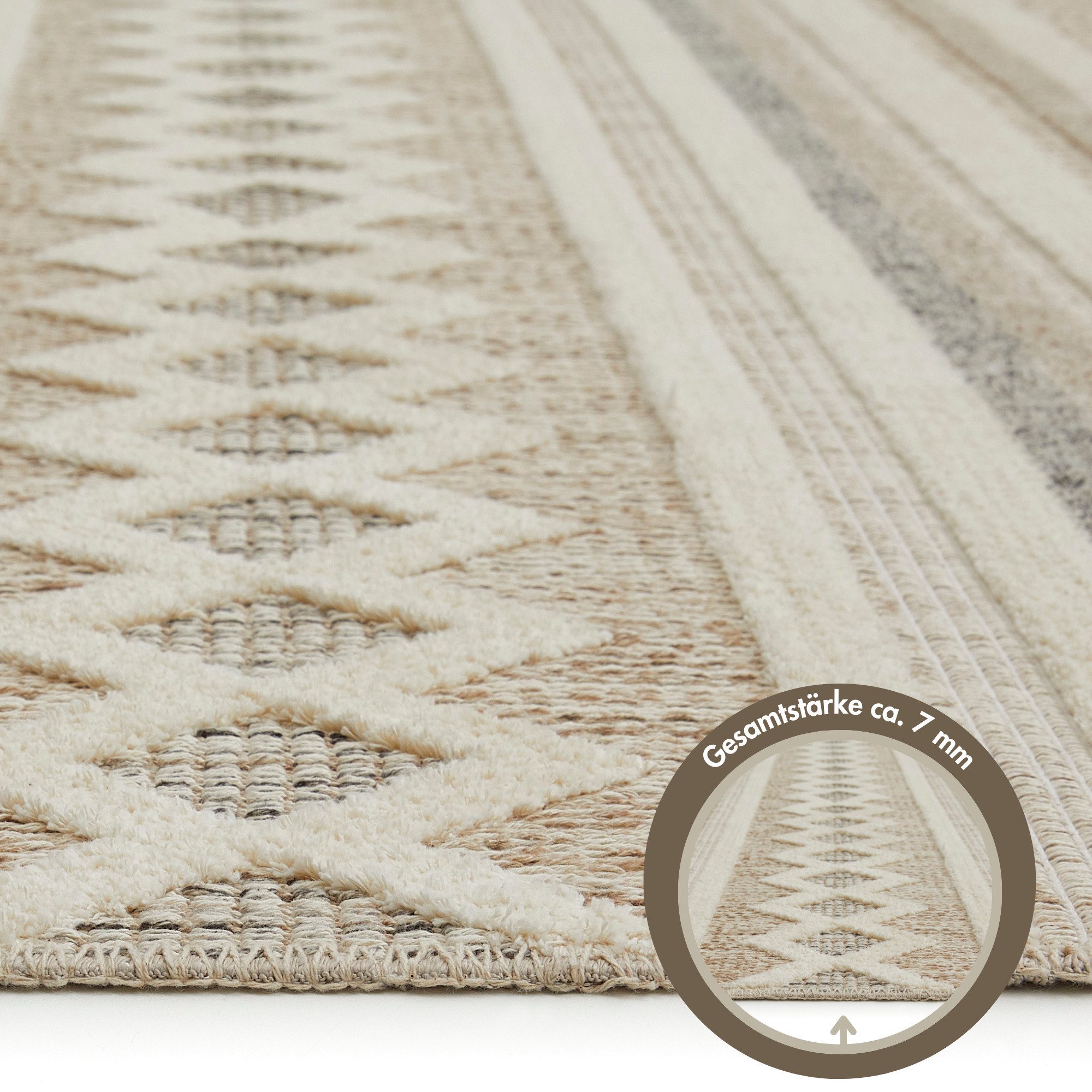 LUXOR living Vloerkleed CROSBY Ruitdesign, boho-stijl, woonkamer, slaapkamer
