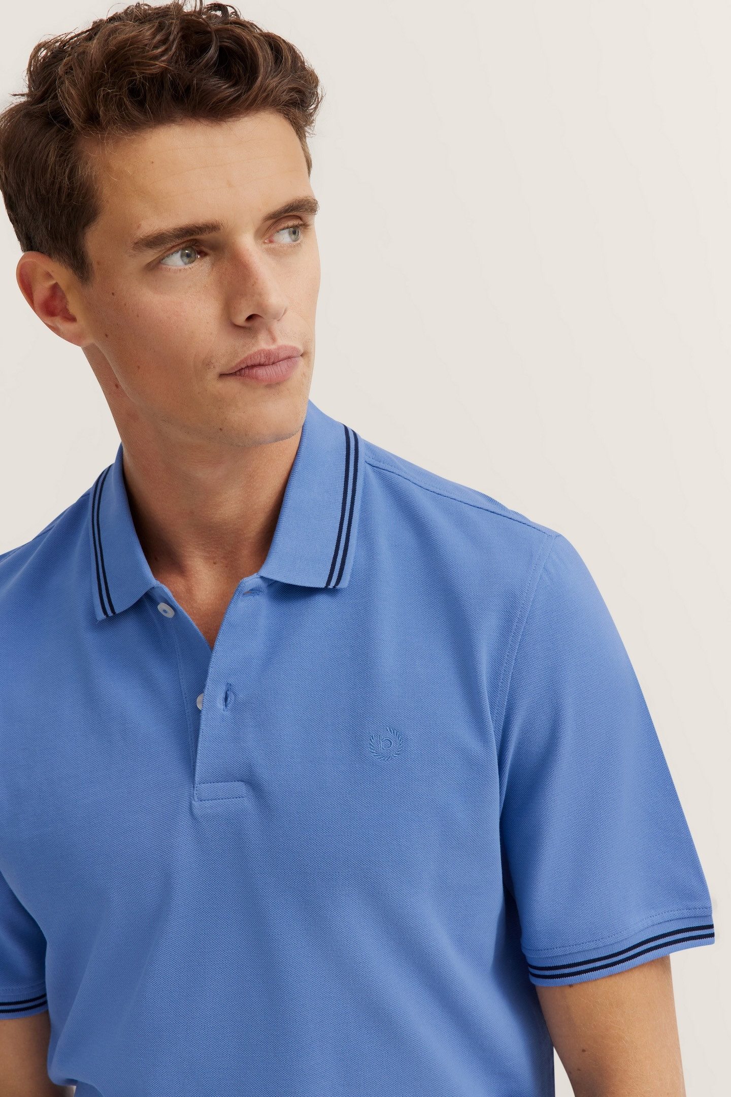 Bugatti Poloshirt met contraststrepen en borstborduursel