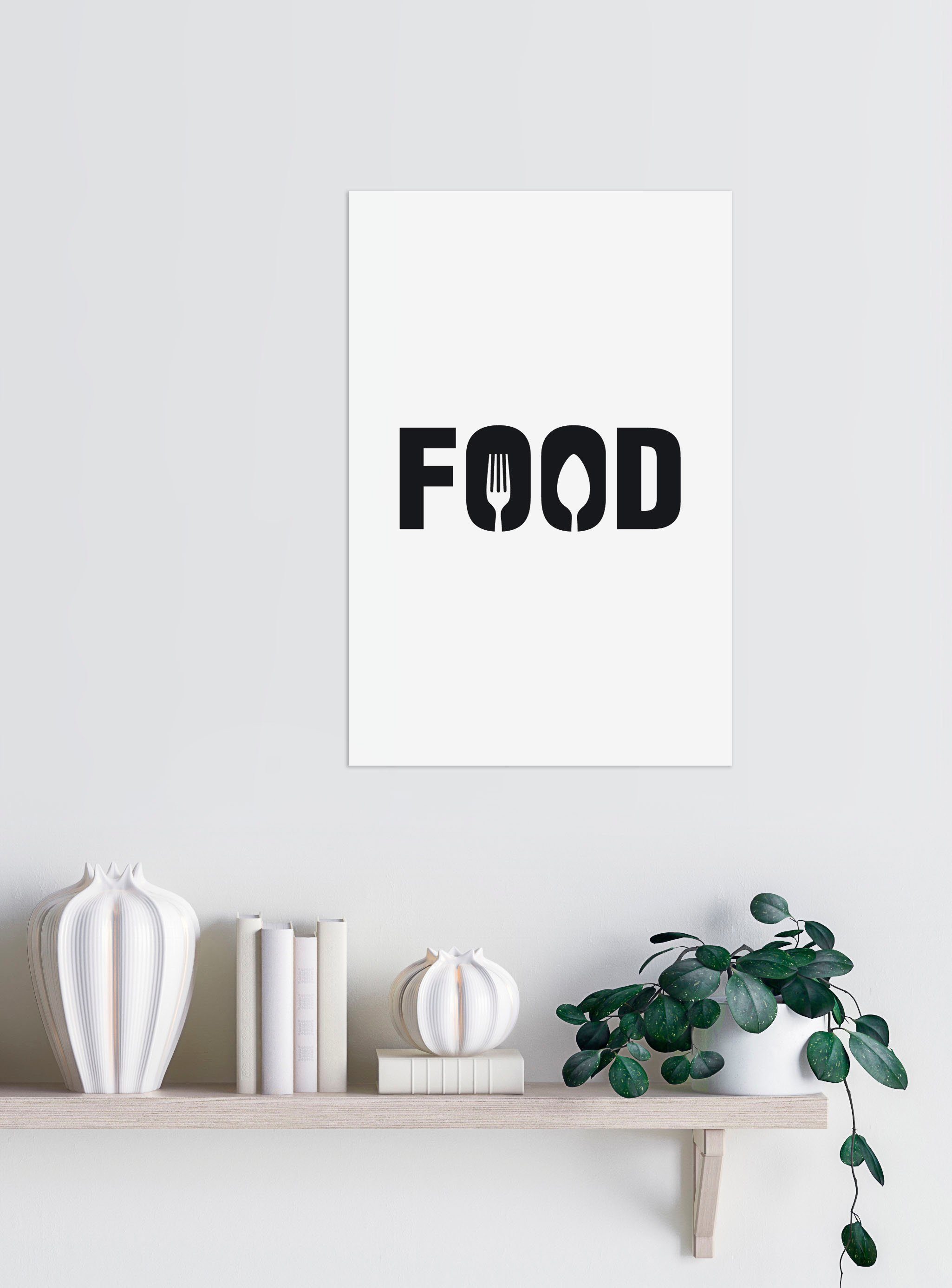 queence Sierobject voor aan de wand FOOD Stalen bord, blikken bord, spreuk, grappig, wanddecoratie, retro, 20x30cm
