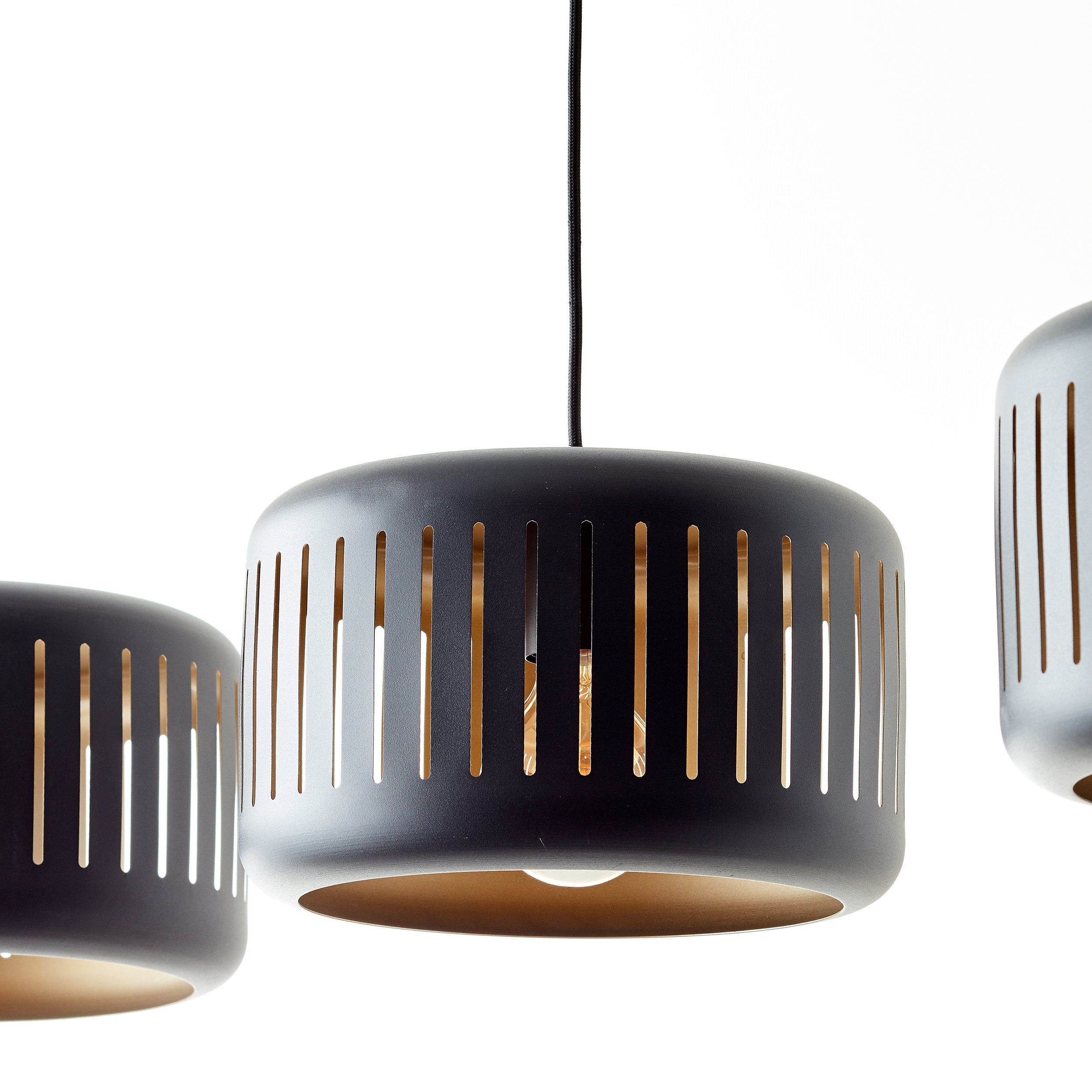 Brilliant Leuchten Hanglamp Tyas 120 x 110 x 27 cm, 3 x e27, inkortbaar, metaal, zwart/goudkleurig (1 stuk)