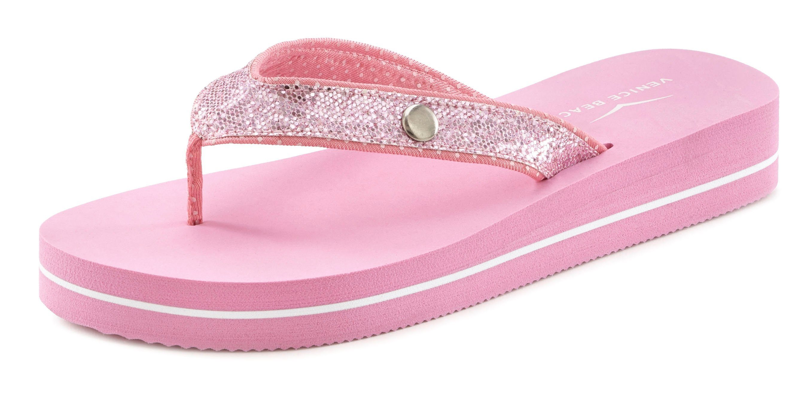 Venice Beach Badslippers Sandaal, pantoletten, badschoenen ultralicht met glitterband VEGAN