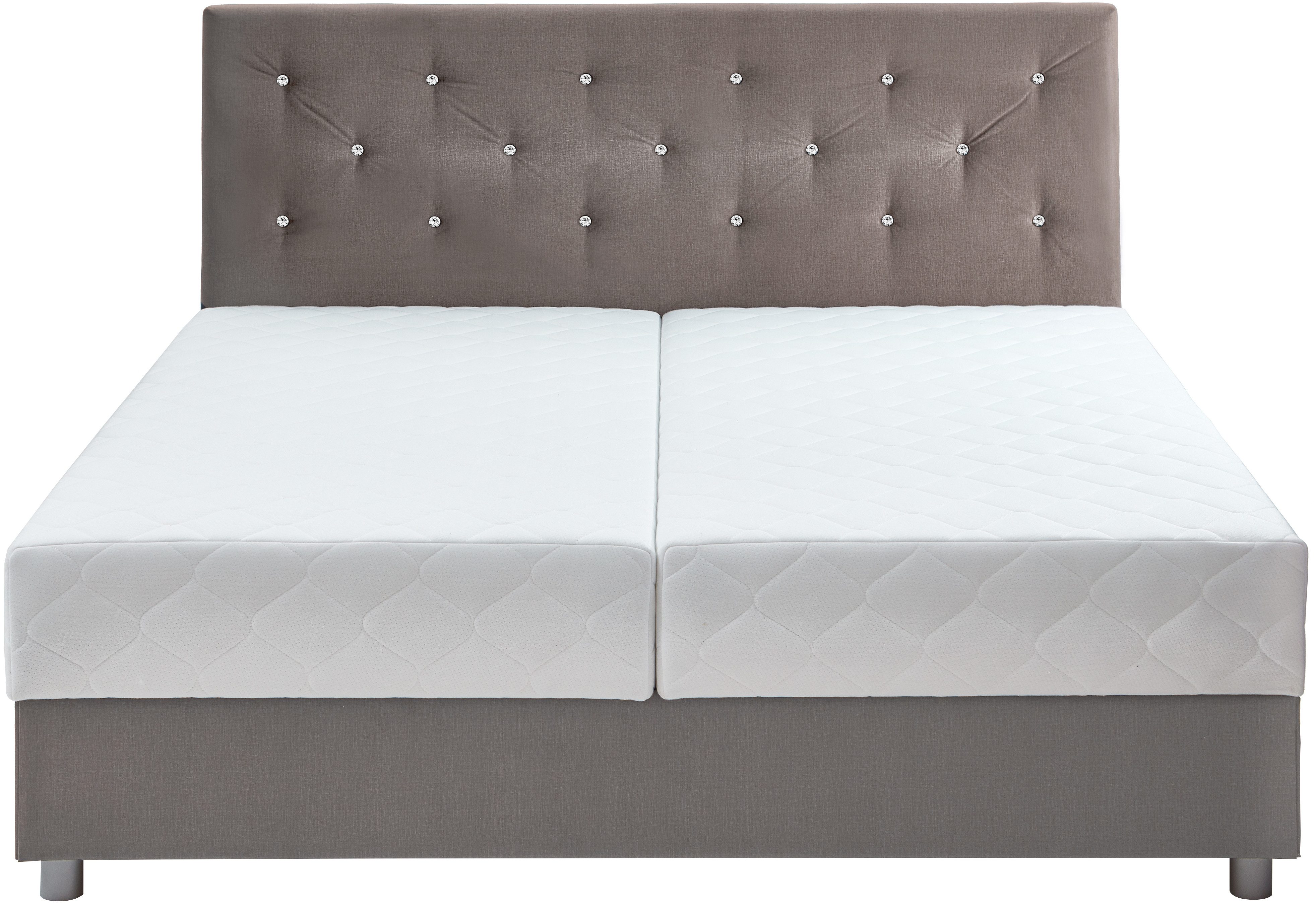 ATLANTIC home collection Boxspring CELIA in hoogwaardige fluweellook met pocketveringsmatras, bedkist en strassteentjes