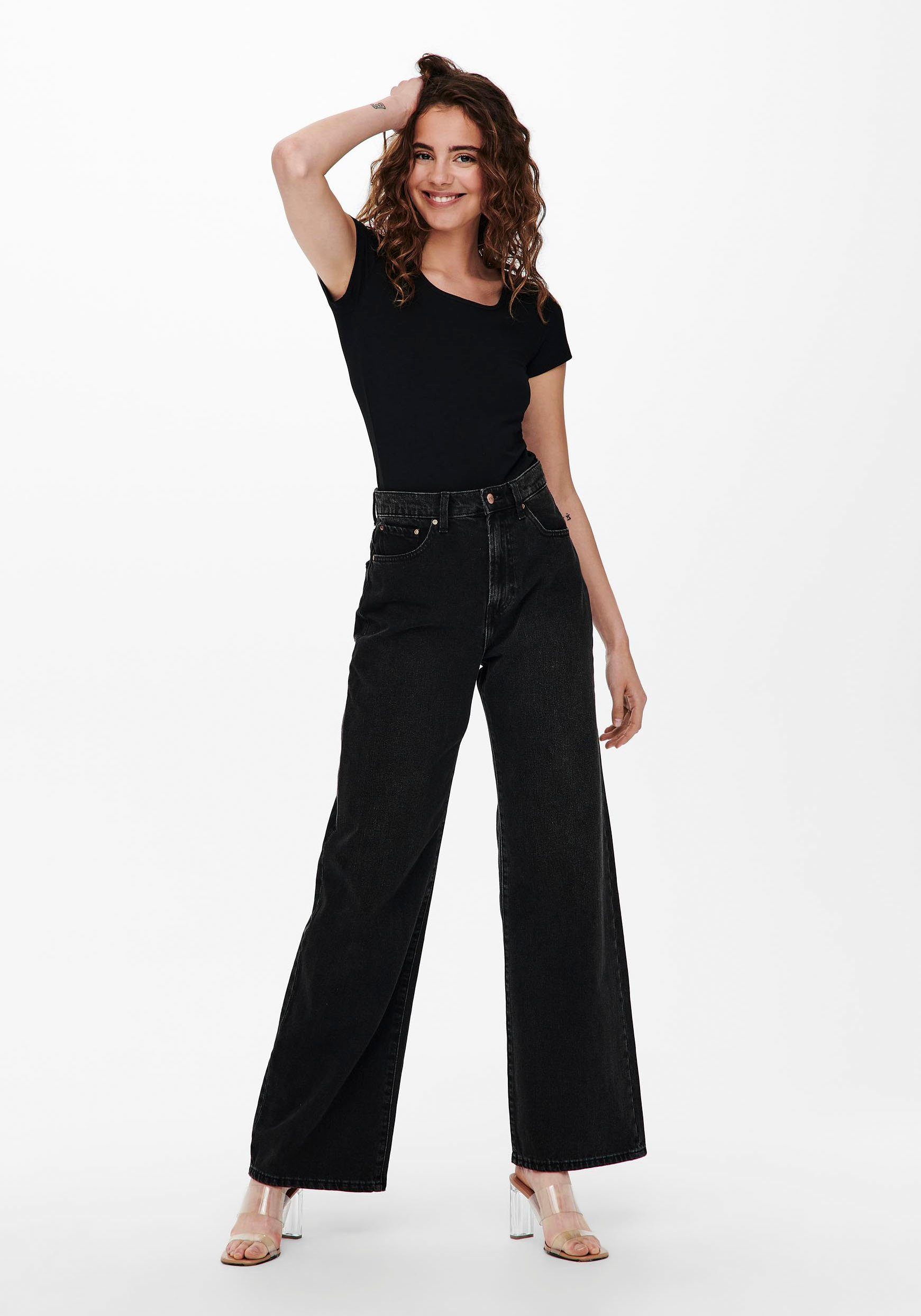 Only Shirt met ronde hals ONLLIVELOVE LIFE S/S O-NECK TOP (2-delig, Set van 2)