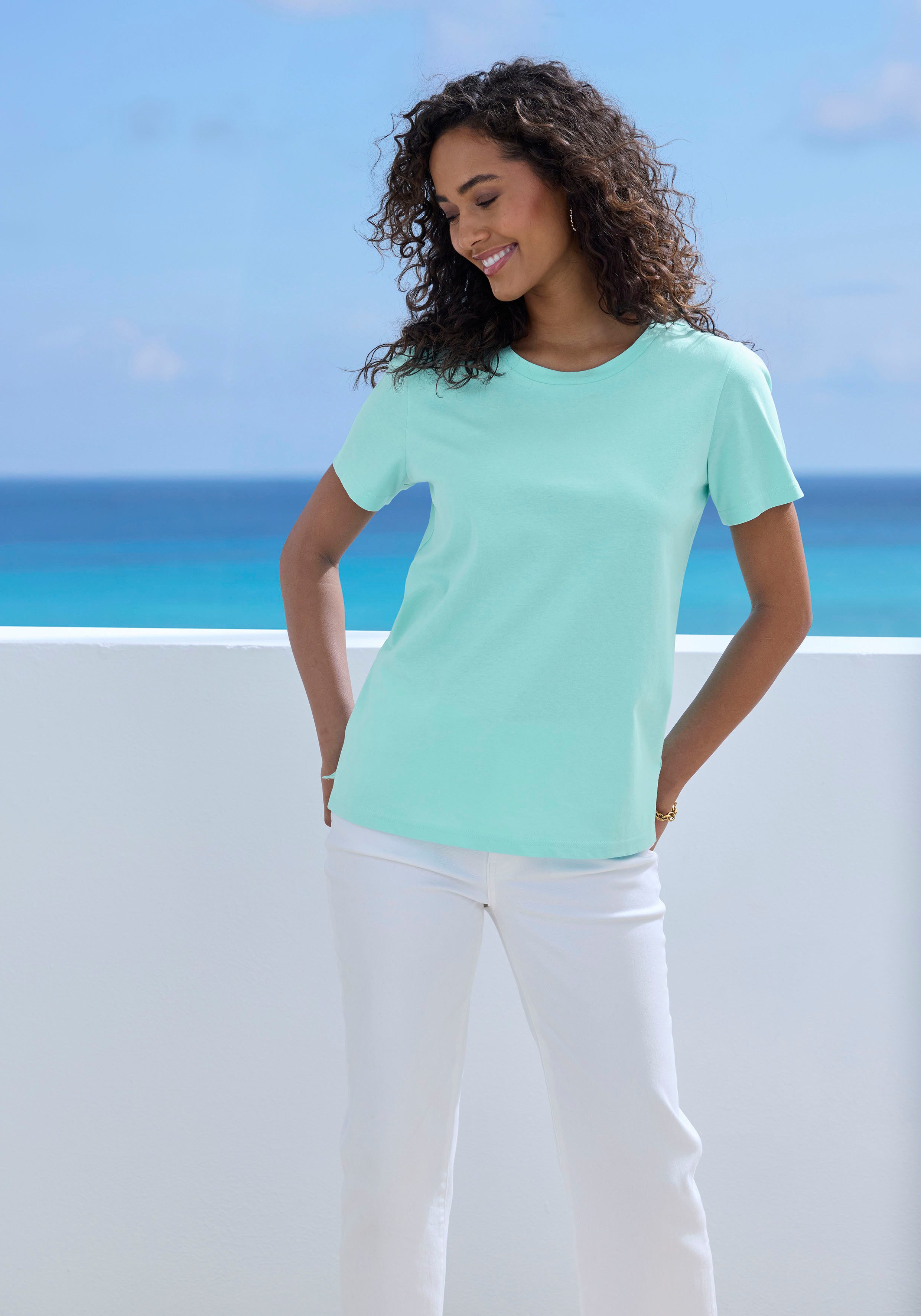 Beachtime T-shirt Met modieuze opening aan de zoom