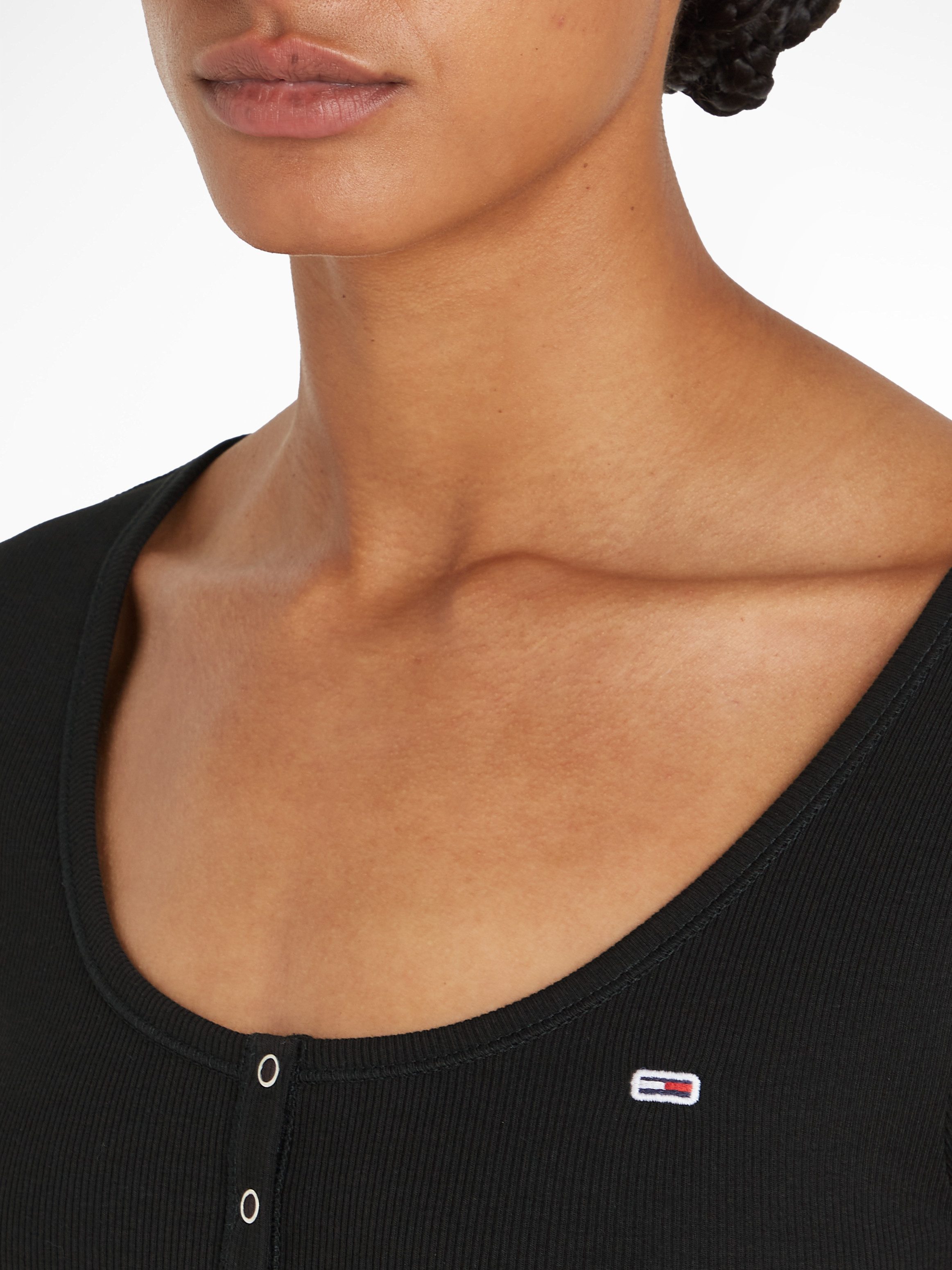 TOMMY JEANS Shirt met ronde hals TJW SLIM HENLEY TOP SS
