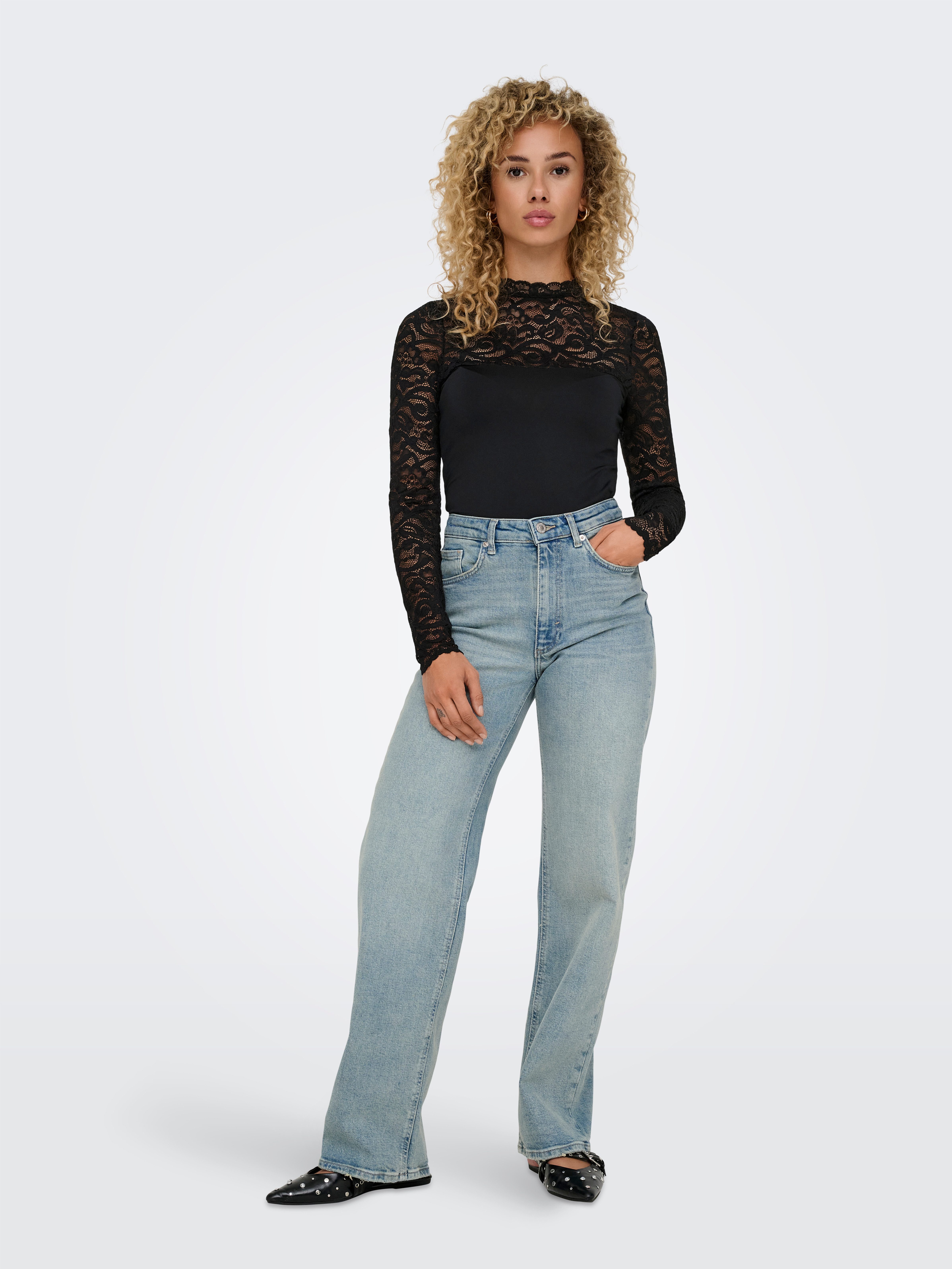 Only Kanten shirt ONLLIV L/S LACE TOP ACC