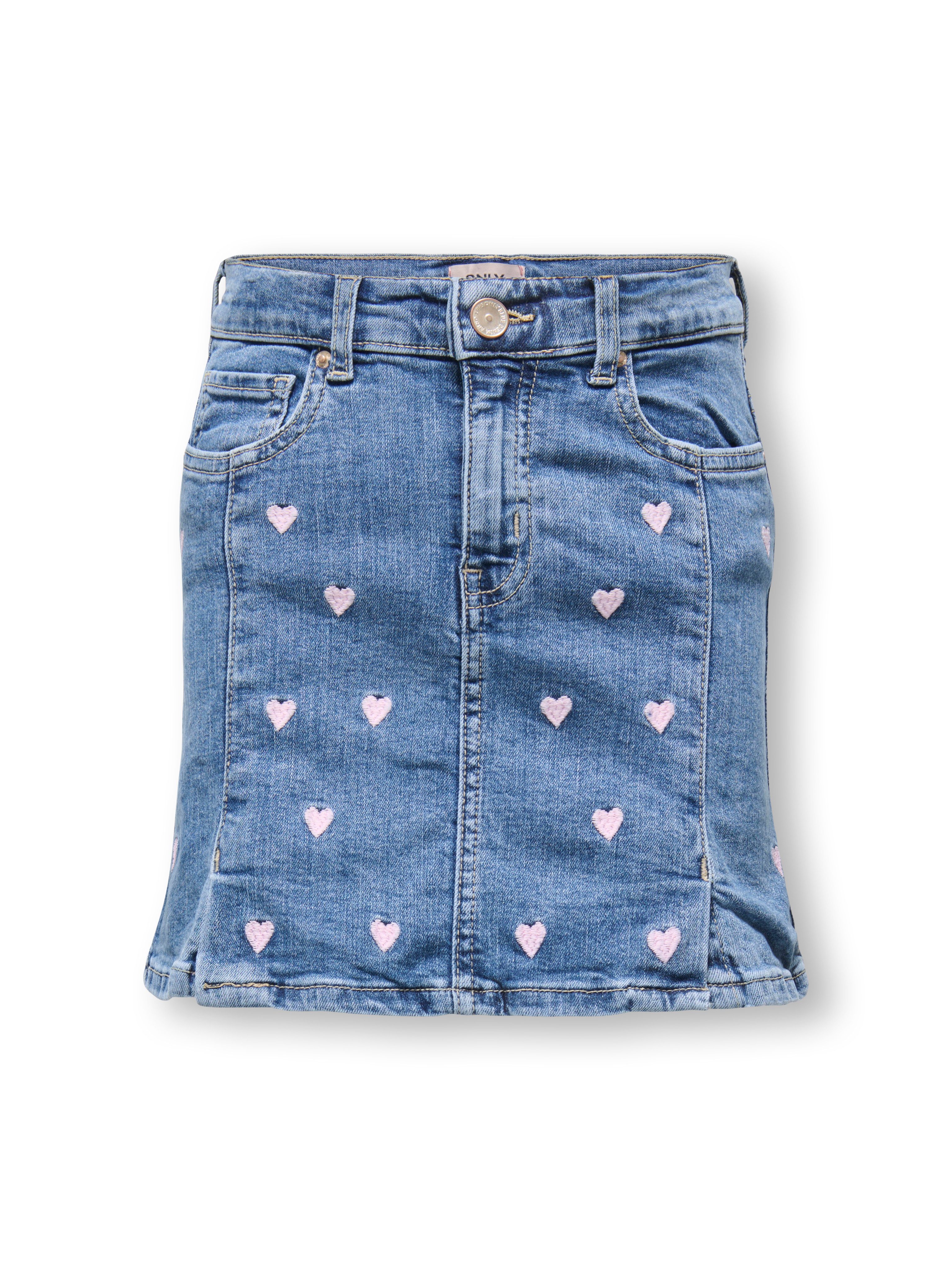 KIDS ONLY Jeans rok KOGHOXTON HEART EMBROIDERY DNM SKIRT