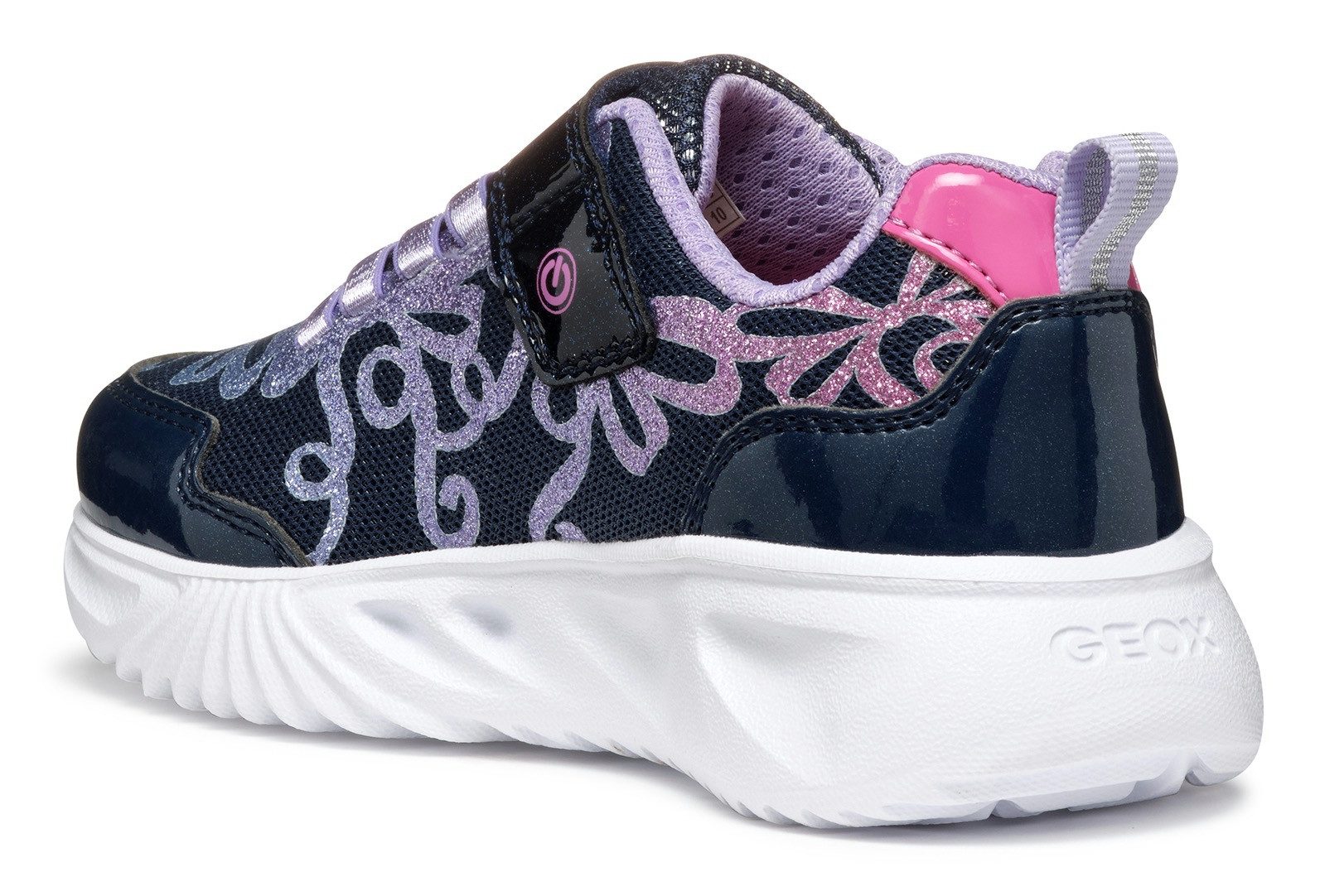 Geox Sneakers J ASSISTER GIRL knipperschoen , klittenbandschoen met kleurrijke glitterstrikpatroon en knipperfunctie