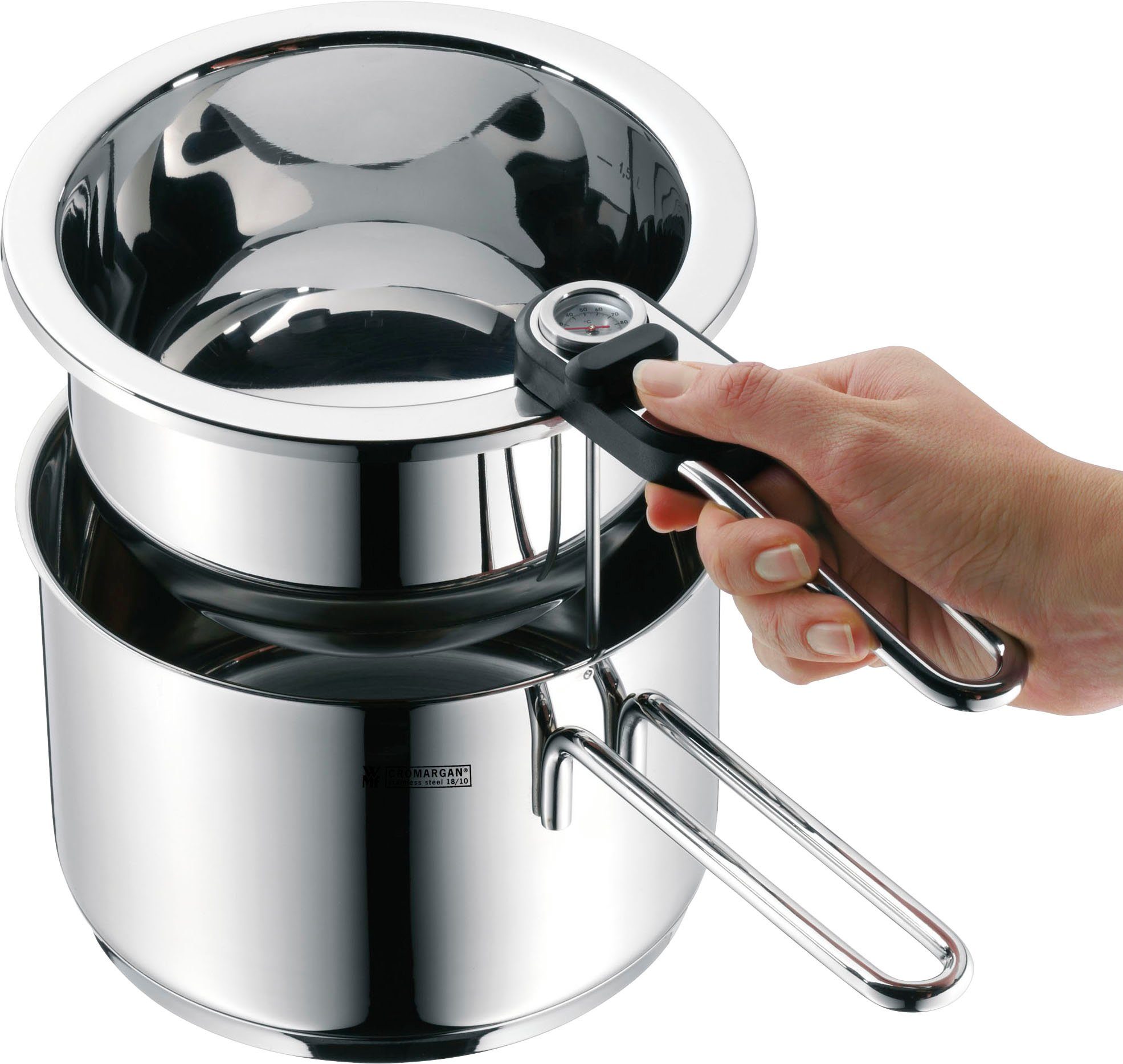 WMF Sudderpan Waterbadpan met uitneembare inzet Ø 18 cm, met temperatuurindicator, vaatwasmachinebestendig, inductie