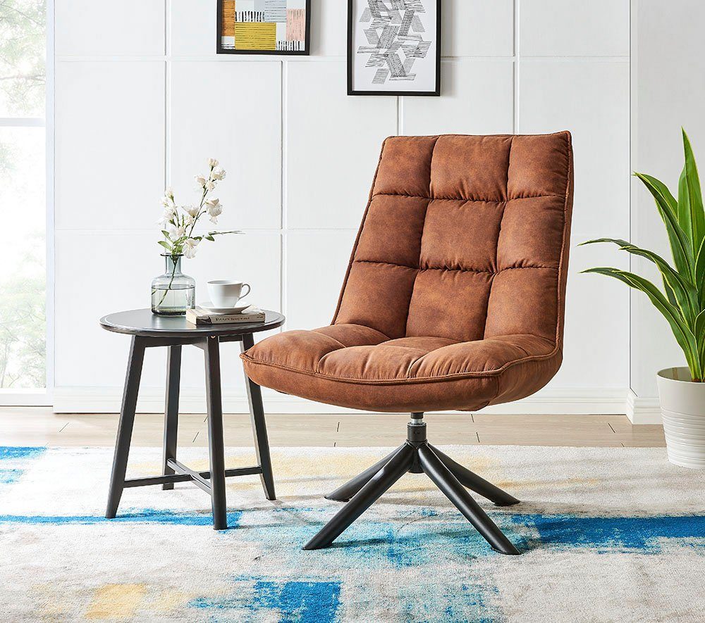 andas Draaibare fauteuil Wanja met metalen frame en gemakkelijk te onderhouden, zachte fluwelen bekleding, zithoogte 47 cm, relaxfauteuil