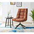 andas draaibare fauteuil wanja met metalen frame en gemakkelijk te onderhouden, zachte fluwelen bekleding, zithoogte 47 cm, relaxfauteuil bruin