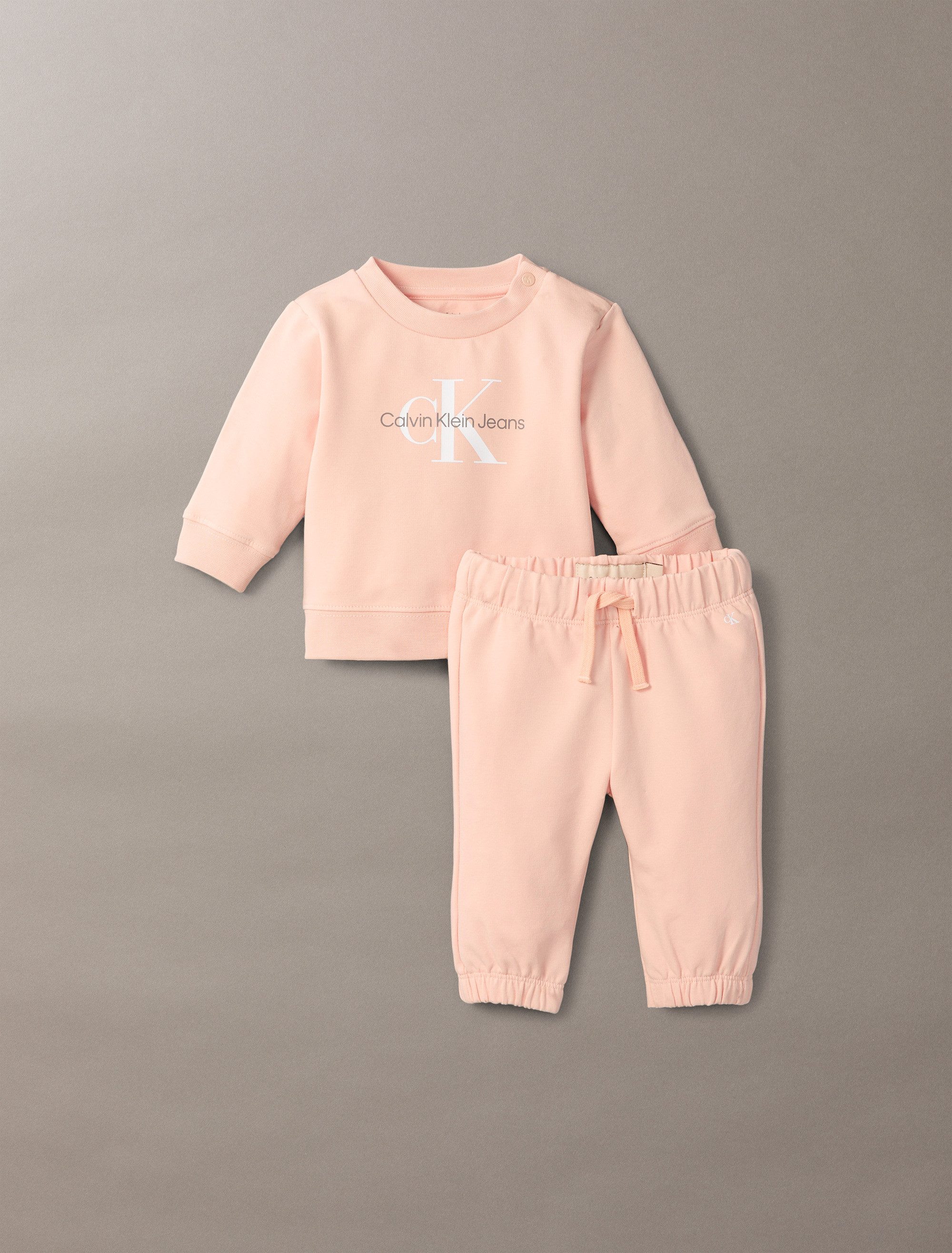 Calvin Klein Shirt broek MONOGRAM CN SWEATSHIRT SET voor baby’s tot 2 jaar, cadeau set (set, 2-delig)