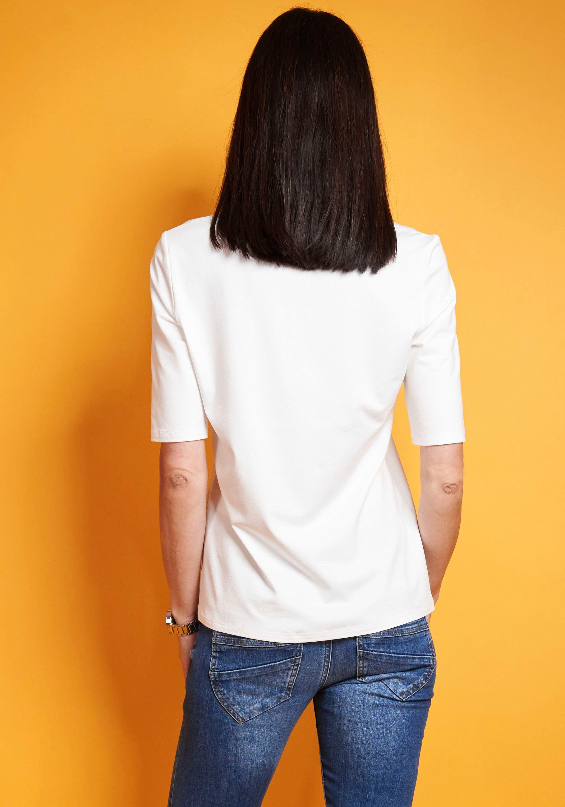 Seidel Moden Shirt met V-hals met halve mouwen van zacht materiaal, made in germany