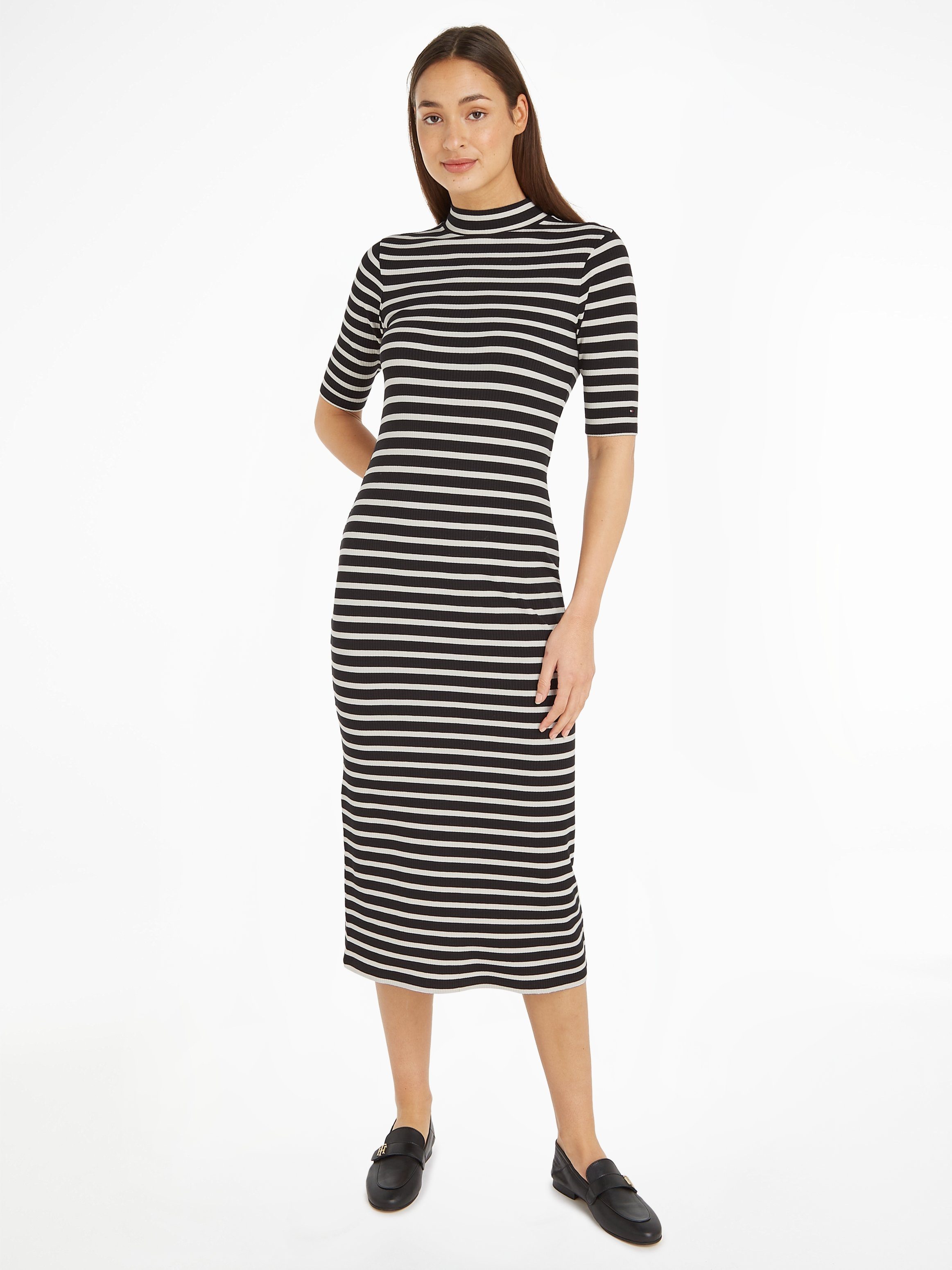 Tommy Hilfiger Jerseyjurk SLIM 5X2 RIB STRIPE MIDI DRS 1/2