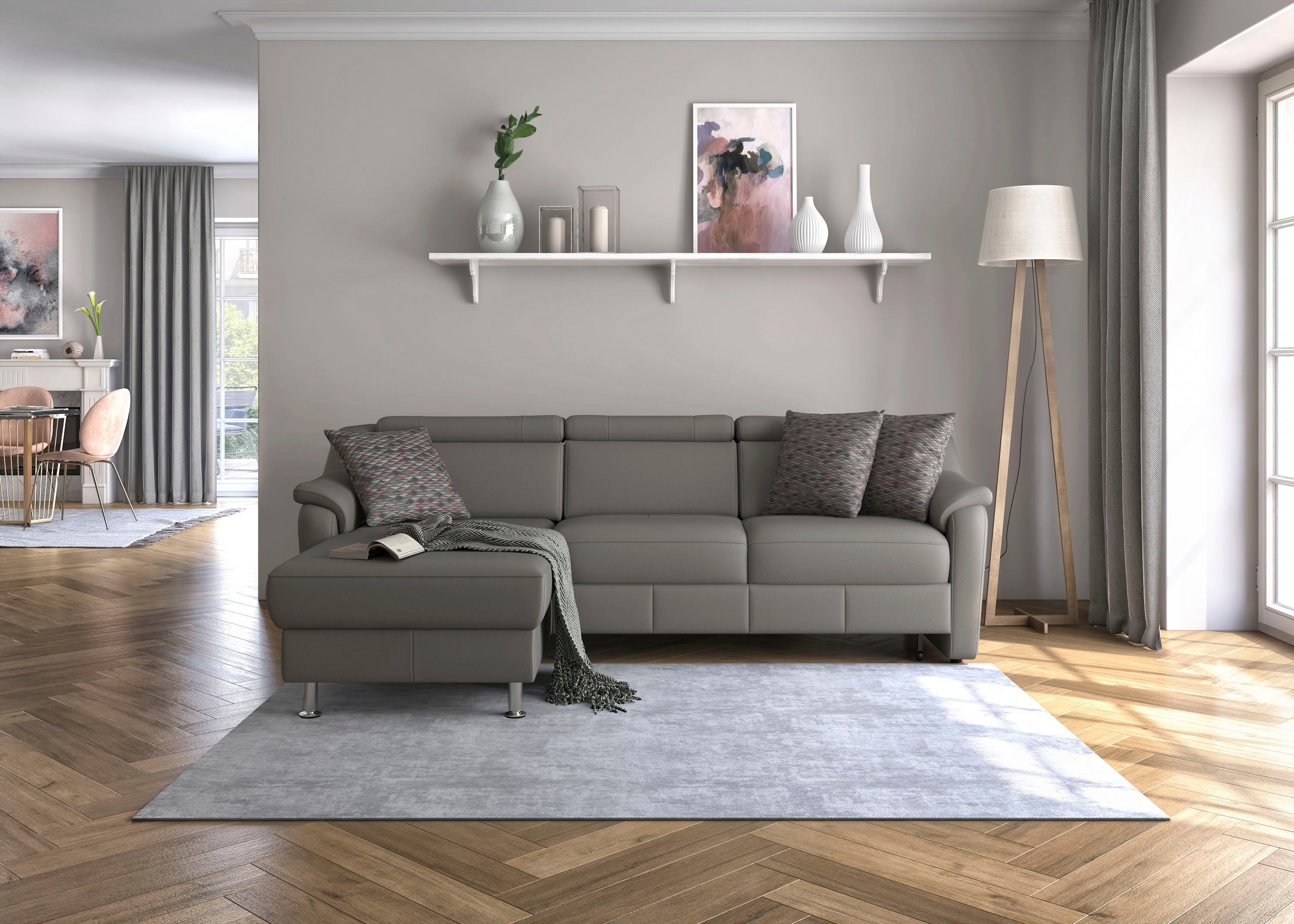 sit&more Hoekbank Freetown L-vorm met verstelbare hoofdsteun en comfortabele binnenvering