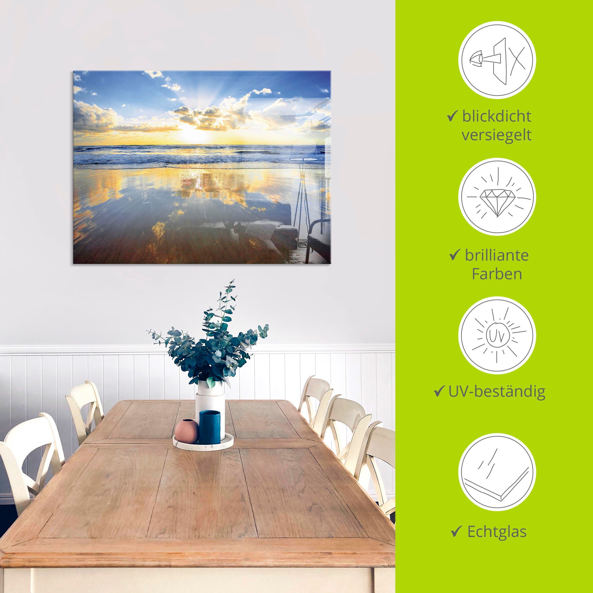 Artland Print op glas Zonsopkomst boven de oceaan