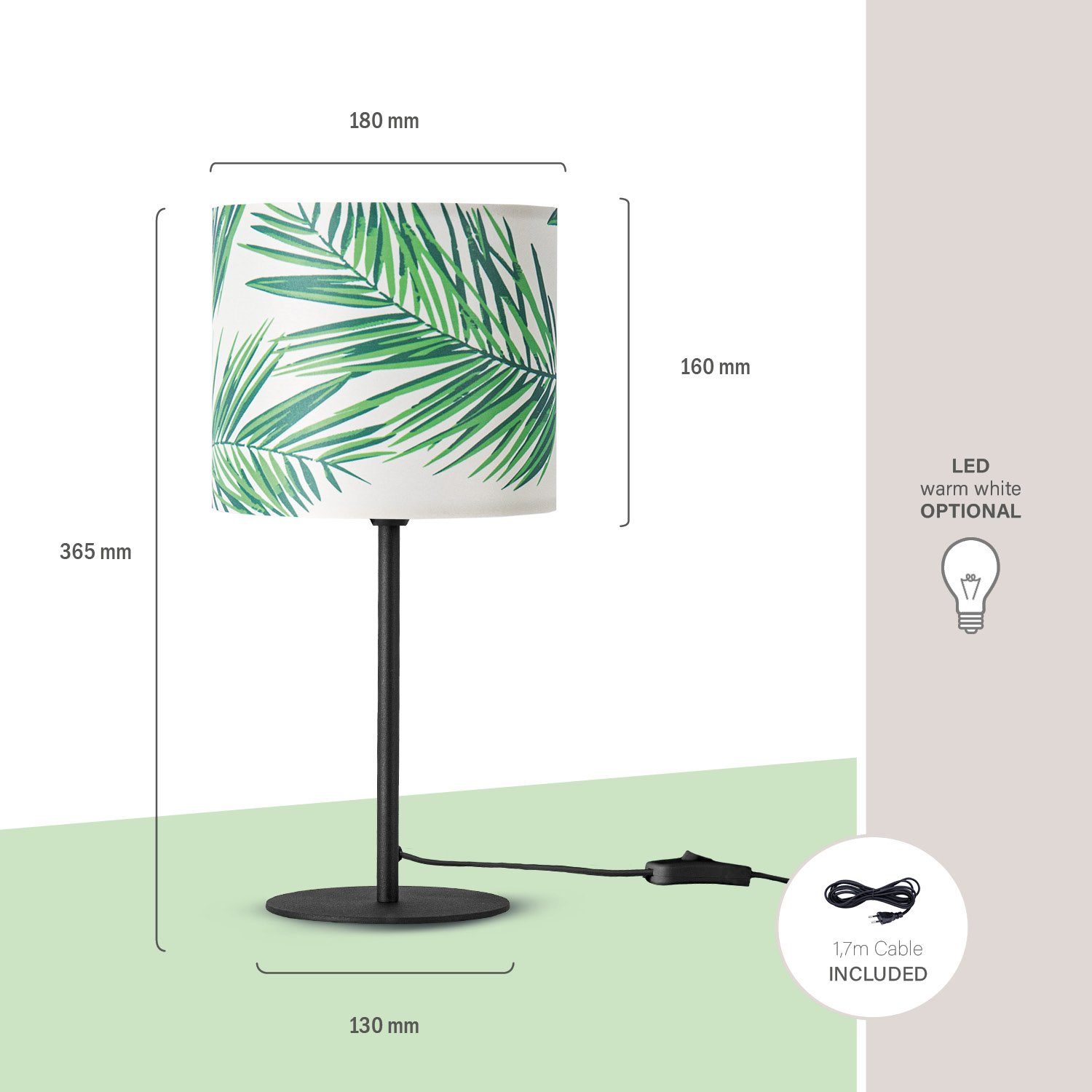 Paco Home Tafellamp Ostende 537 Nachtlamp kind lampenkap lamp tafel kamer palm jungle
