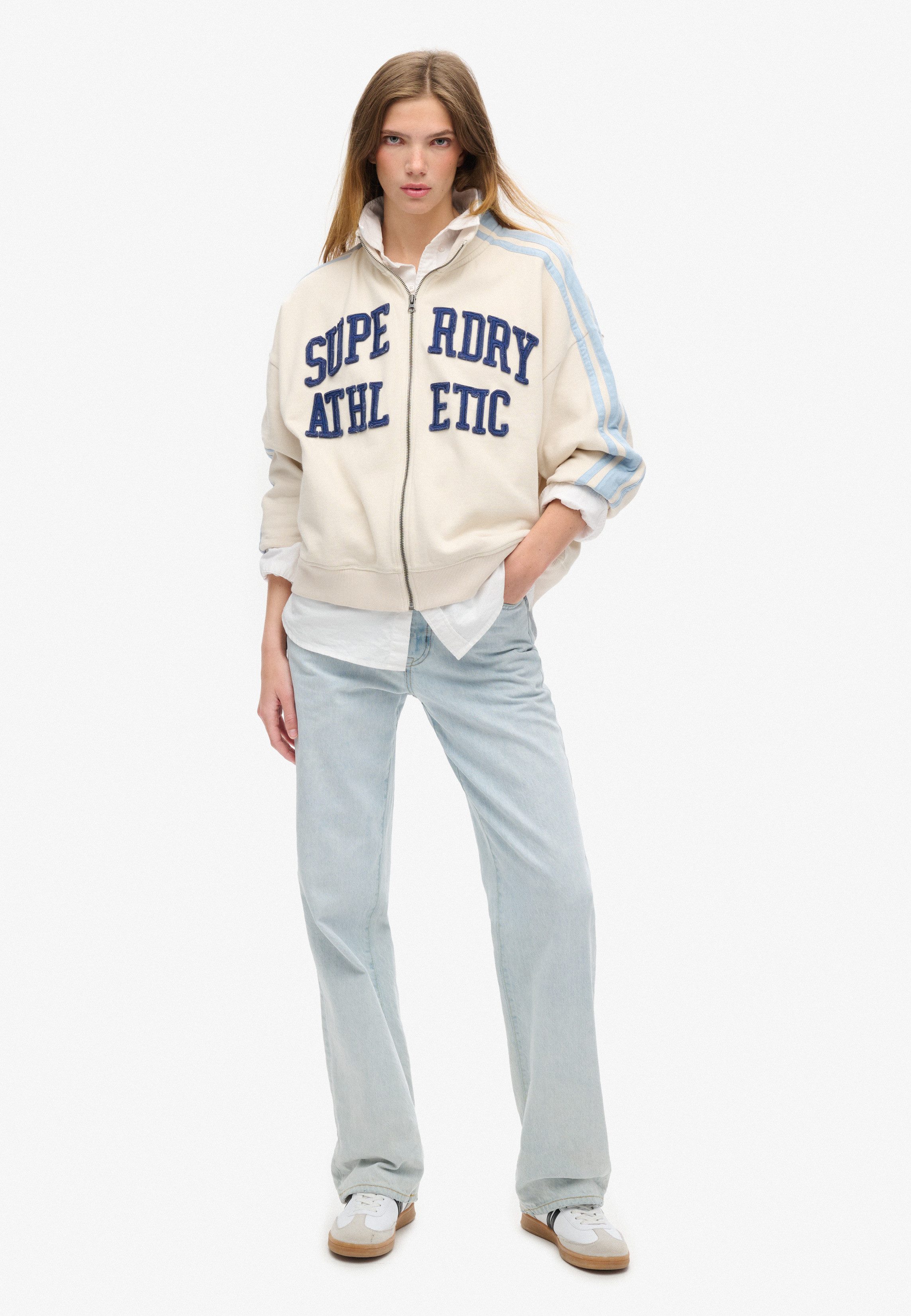 Superdry Sweatvest ATHLETIC APPLQ LOOSE ZIP TRACK met hoogwaardige applicatie aan de voorkant