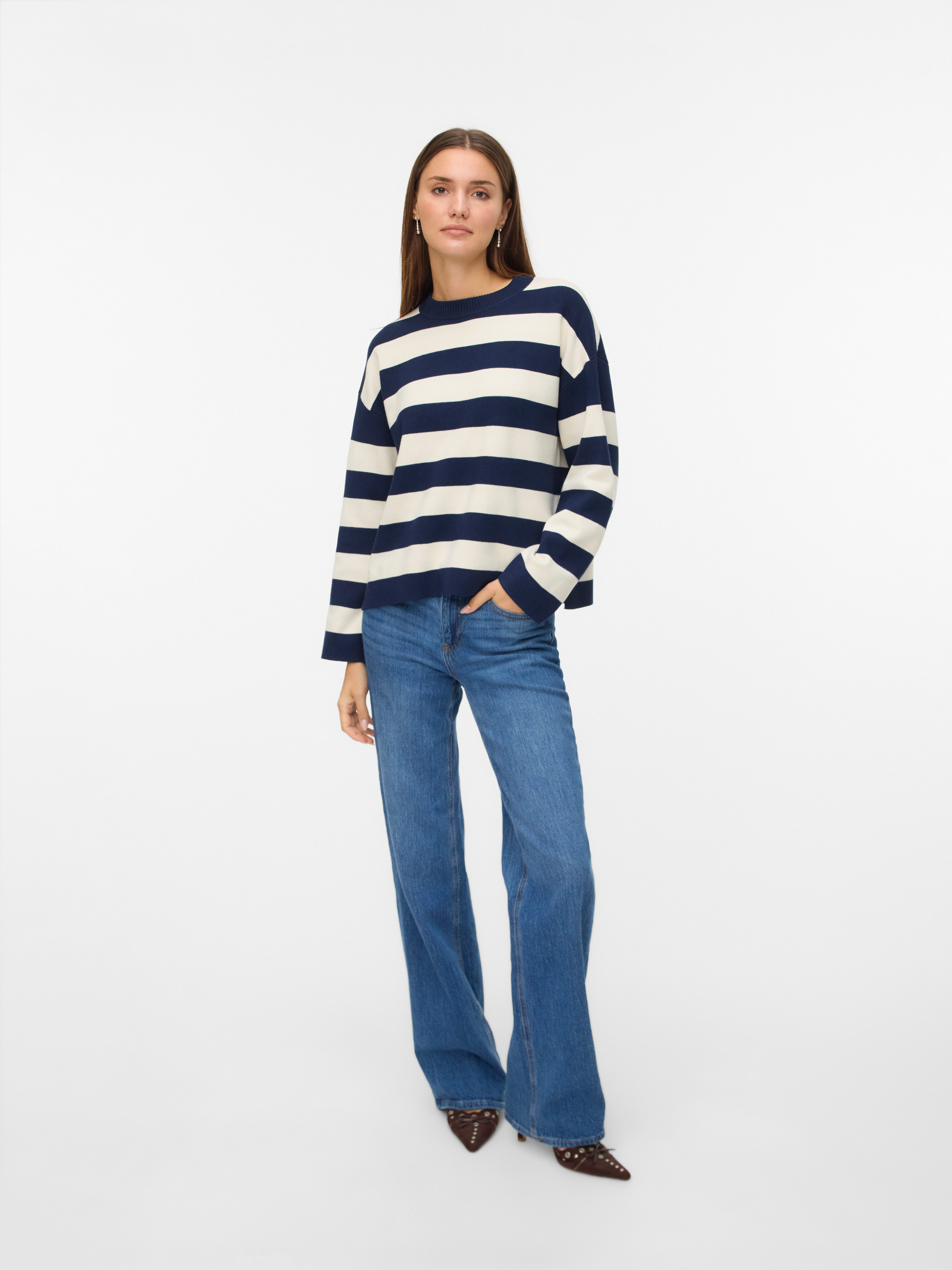 Vero Moda Gebreide trui VMSILJE LS O-NECK BOXY PULLOVER NOOS