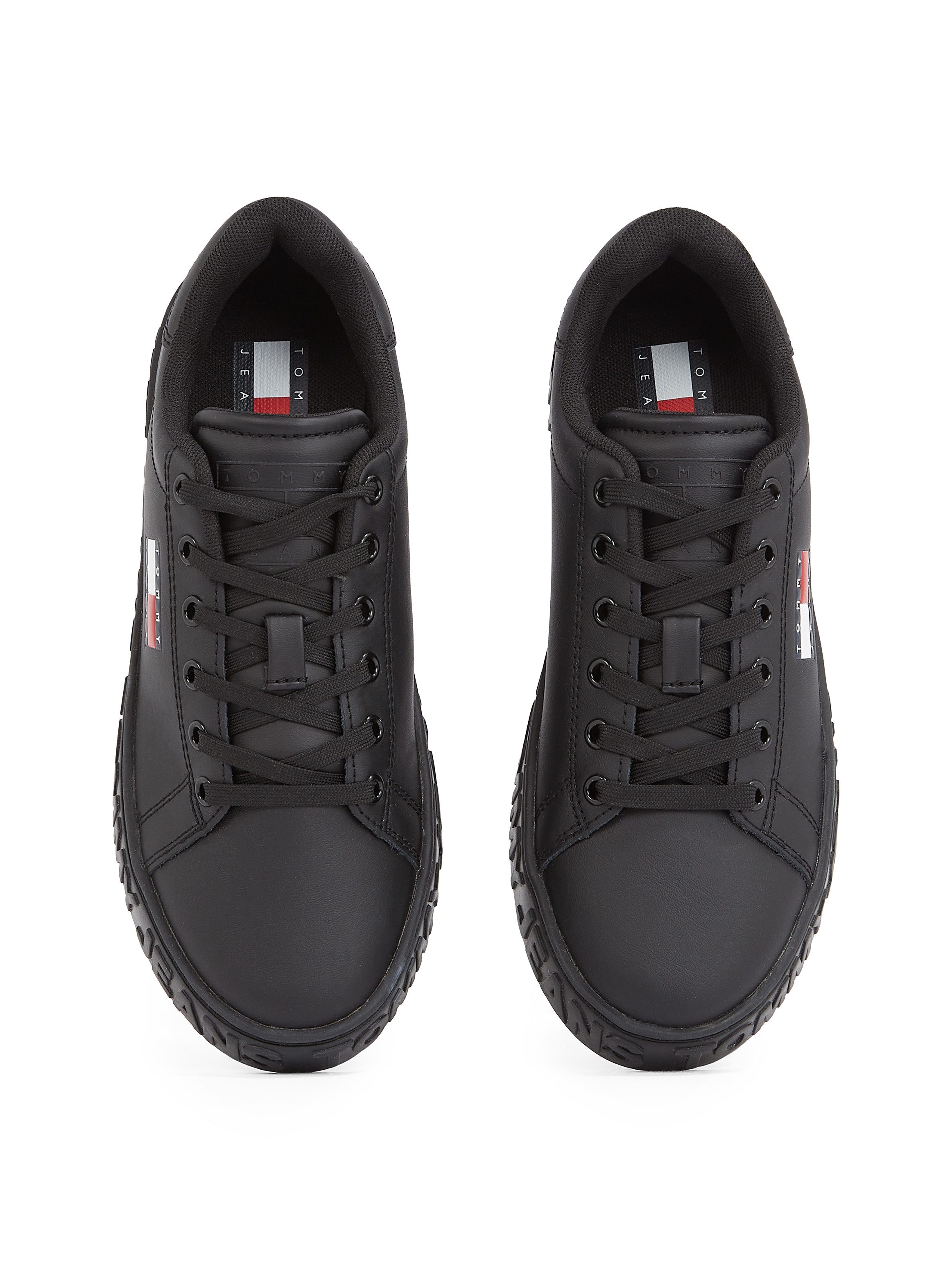 TOMMY JEANS Plateausneakers TJW LOGO OUTSOLE SNEAKER ESS vrijetijdsschoen, lage schoen, veterschoen met zijlogo-vlag