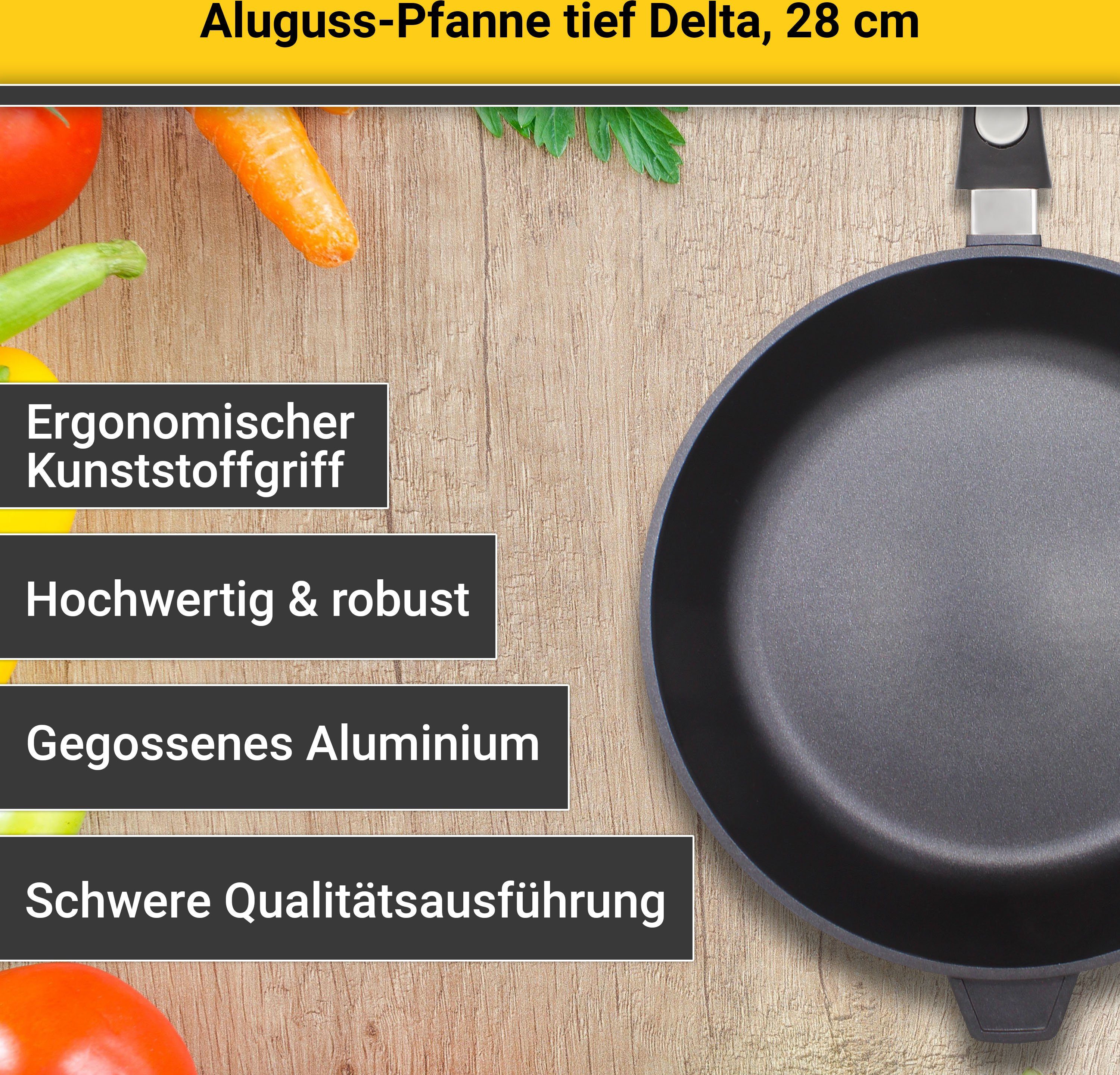 Krüger Koekenpan Gietaluminium koekenpan diep delta voor inductiekookvelden geschikt, diepe uitvoering (1-delig)